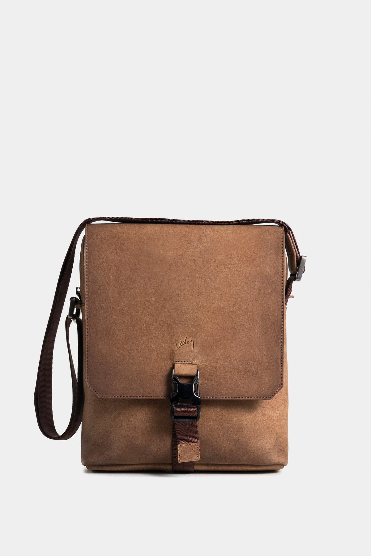 Accra aged-effect leather crossbody bag for men