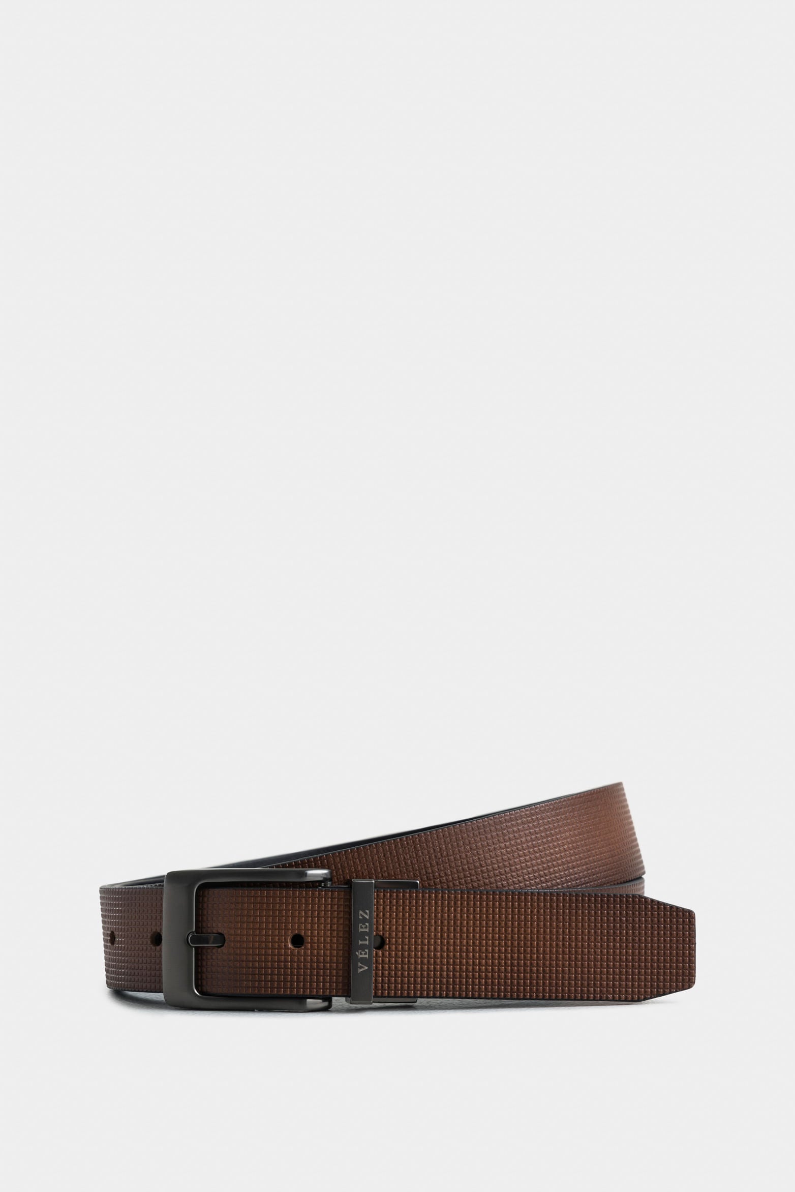 Double Faz Loir 2 Leather Belt with Trapezoid Tip for Men