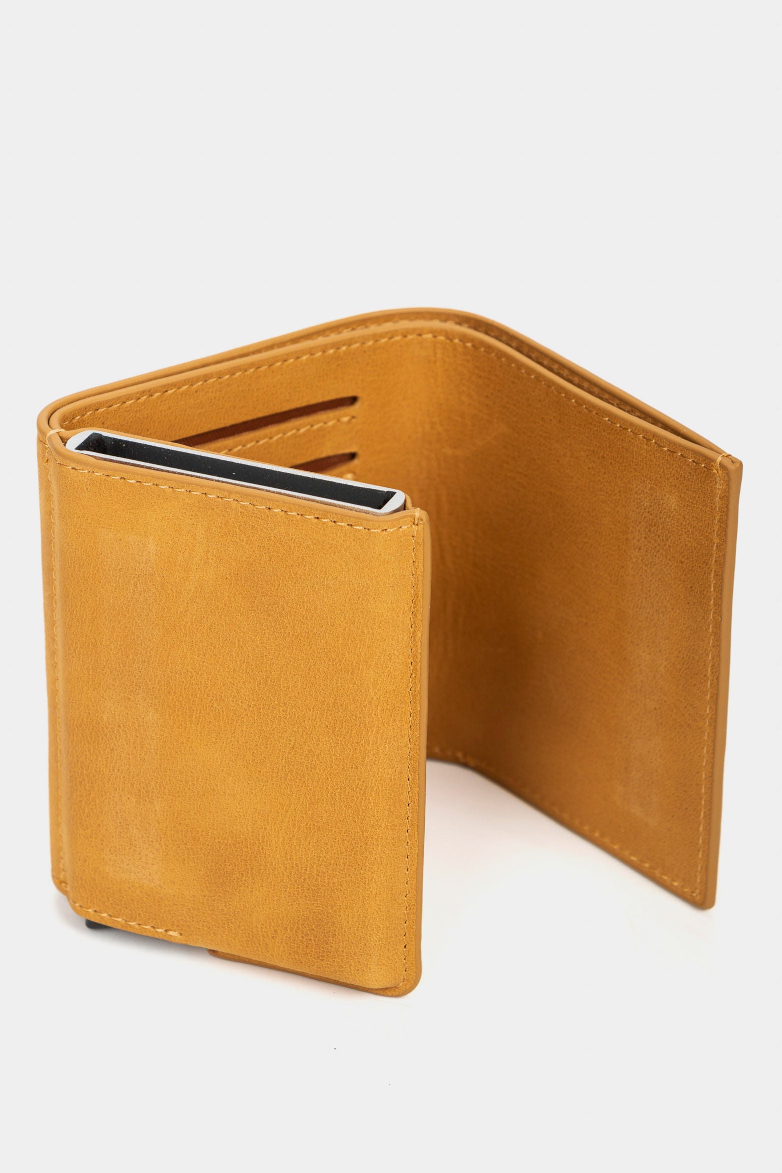 Garry Tech Leather Card Holder in Mustard