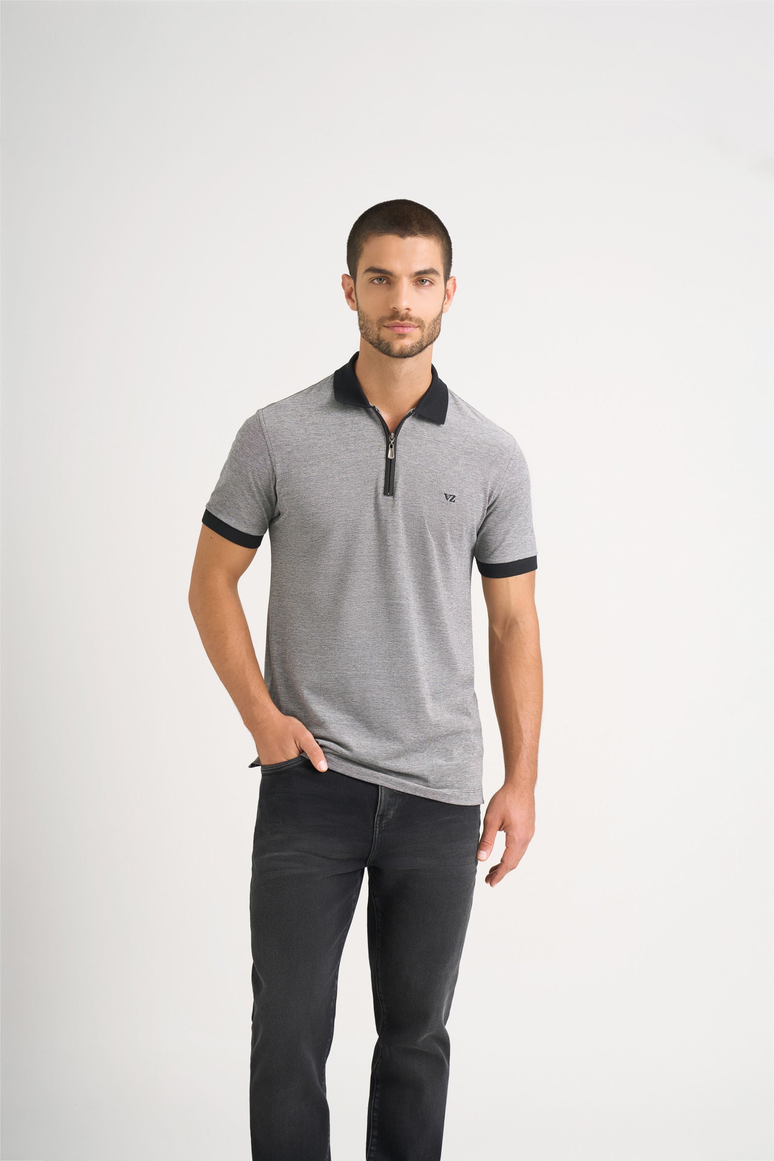 Alma Casual Cotton Polo with Zipper