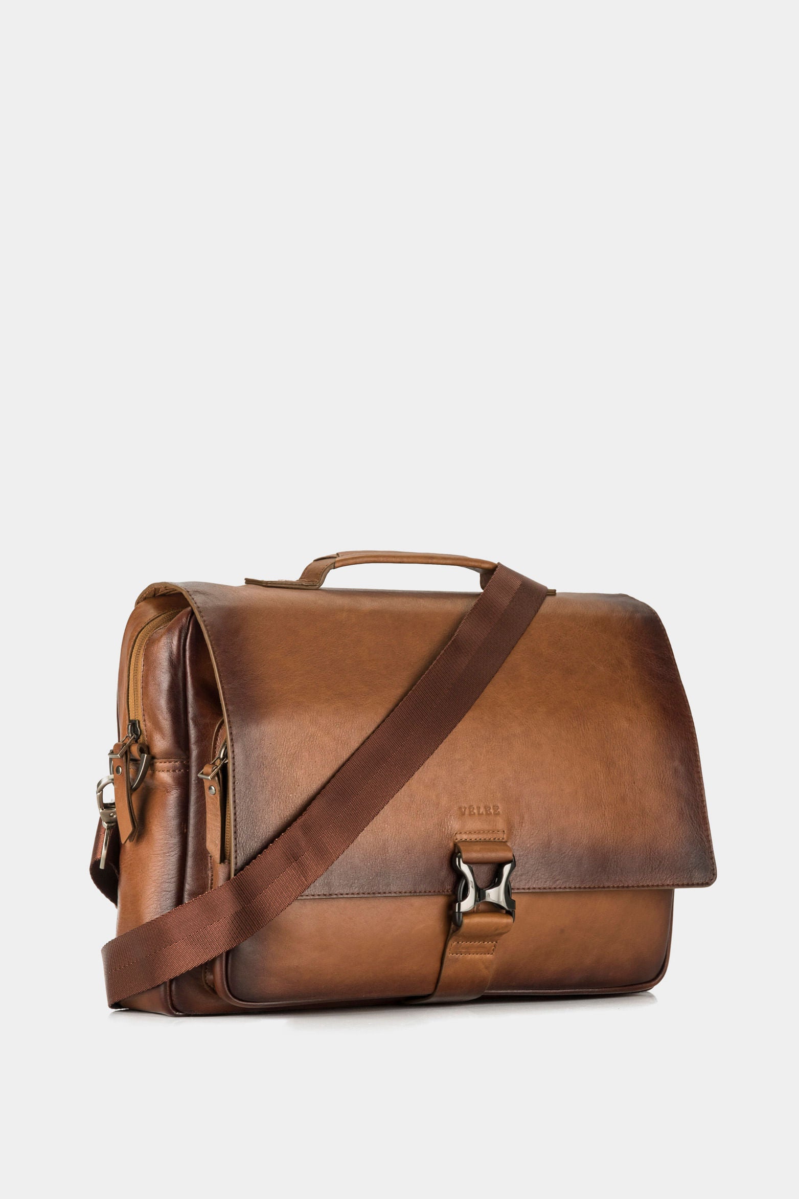 Men’s Ferrat Messenger Handbags in Honey-Colored Leather with Dual Lock System