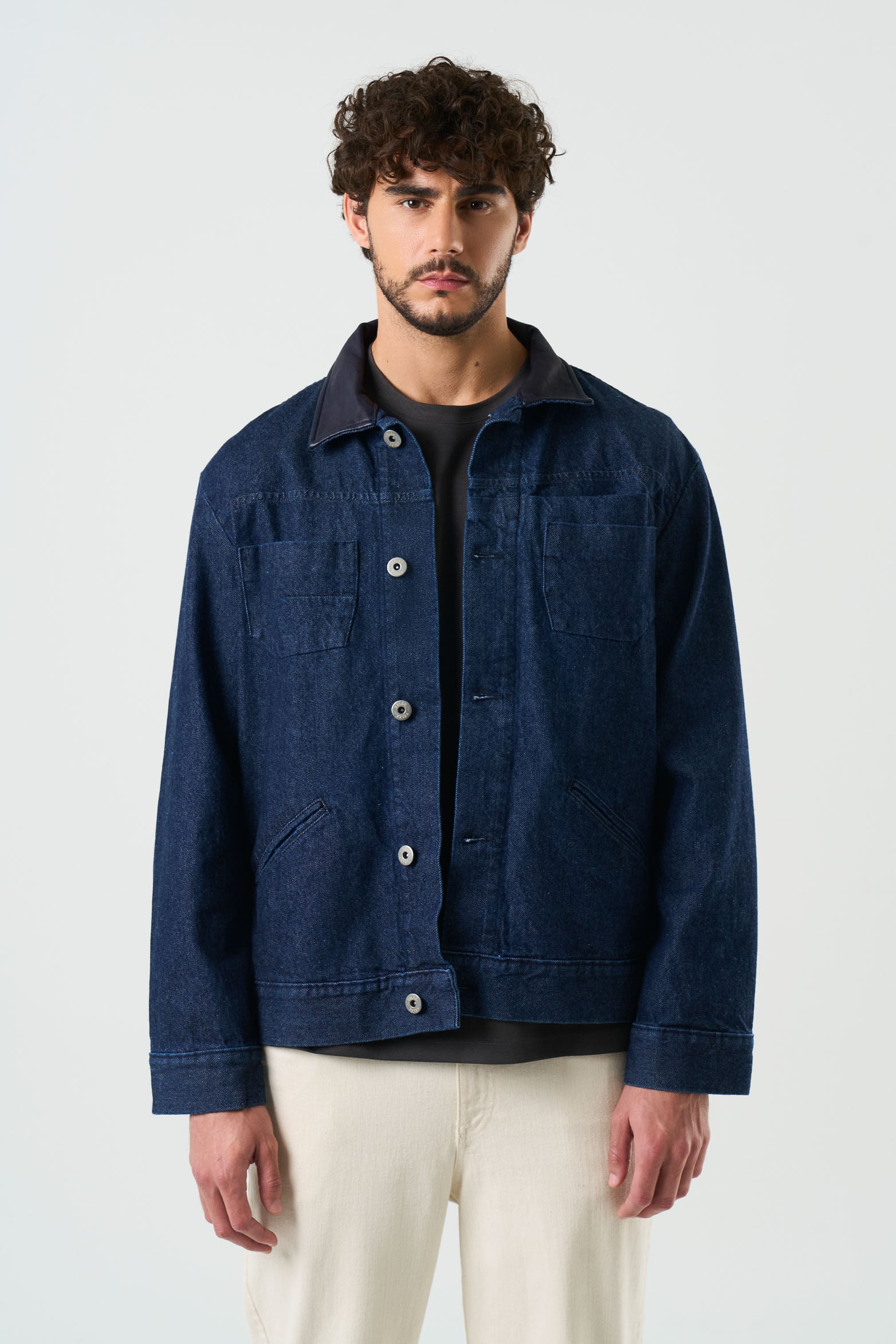 Lerna Denim and Leather Trucker Jacket for Men