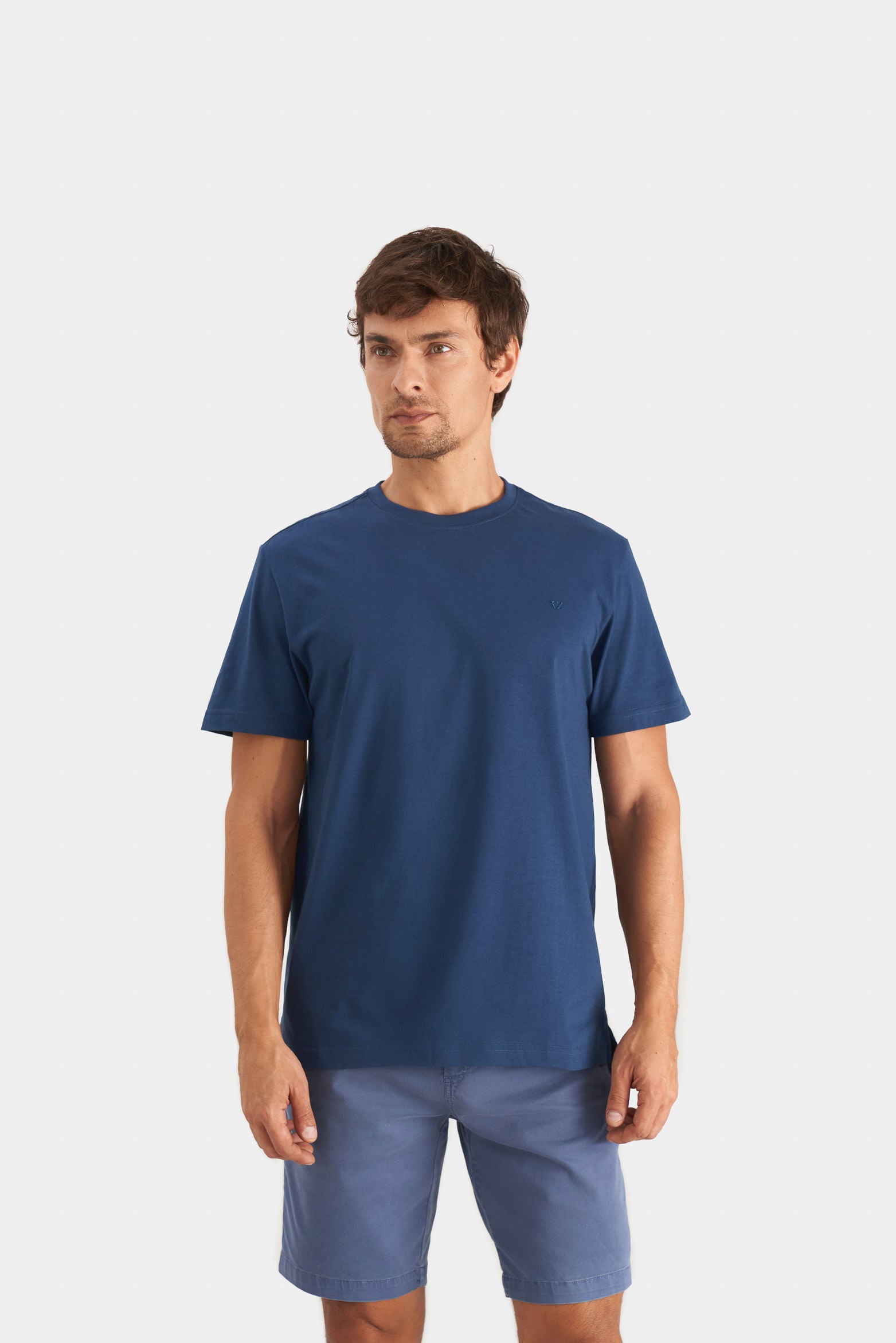 Men’s Peru Crew Neck Basic T-Shirt in Dark Blue Jersey