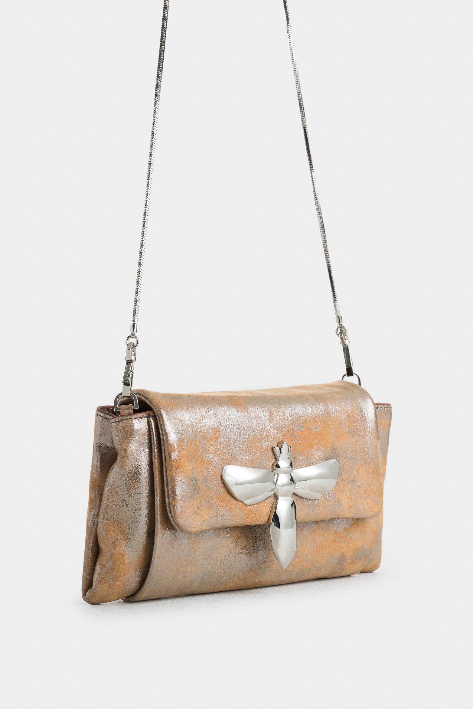 Iris Folia Leather Hands-Free Bag for Women with Bee Insignia