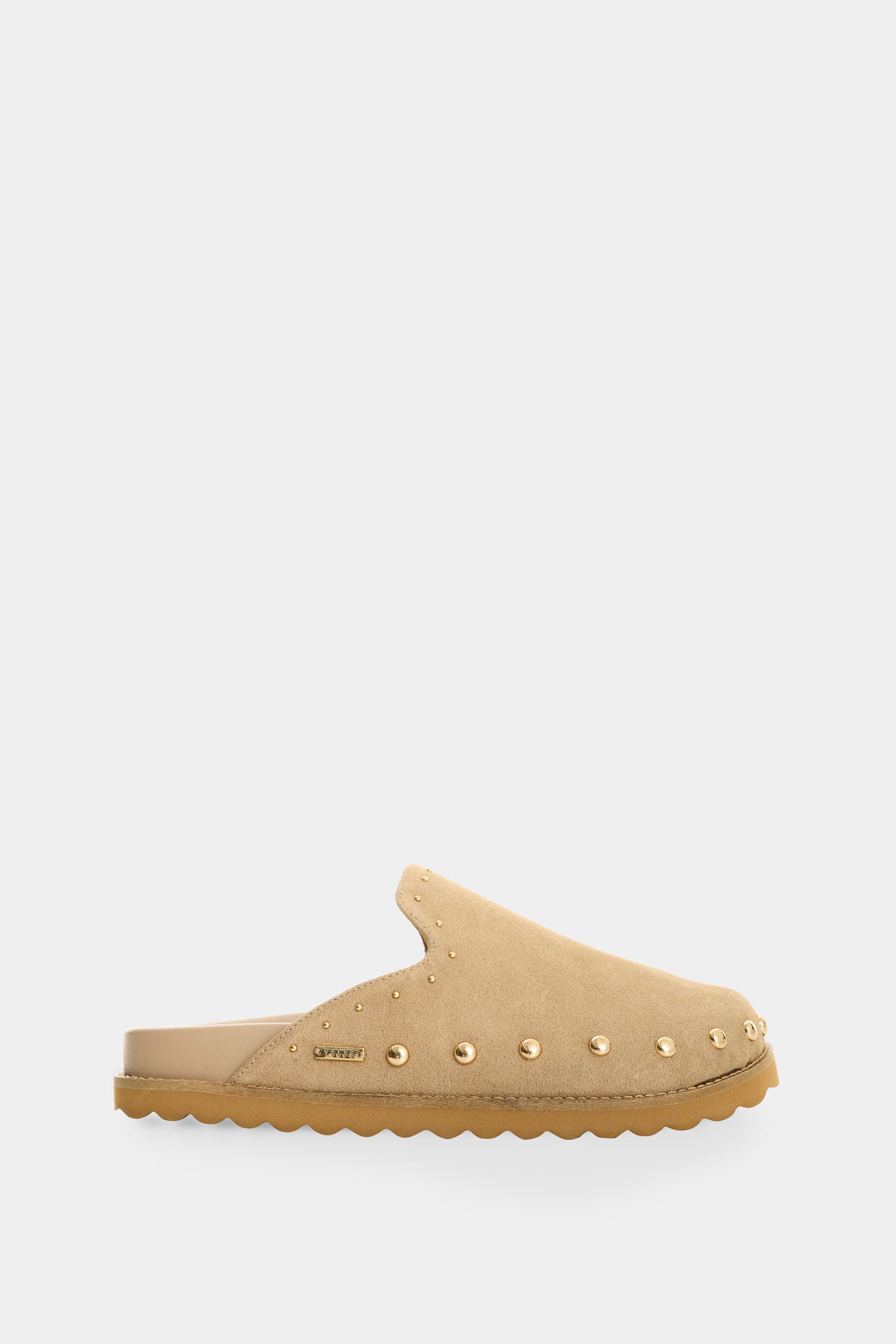 Suede Leather Mule with Studs for Women Aqua