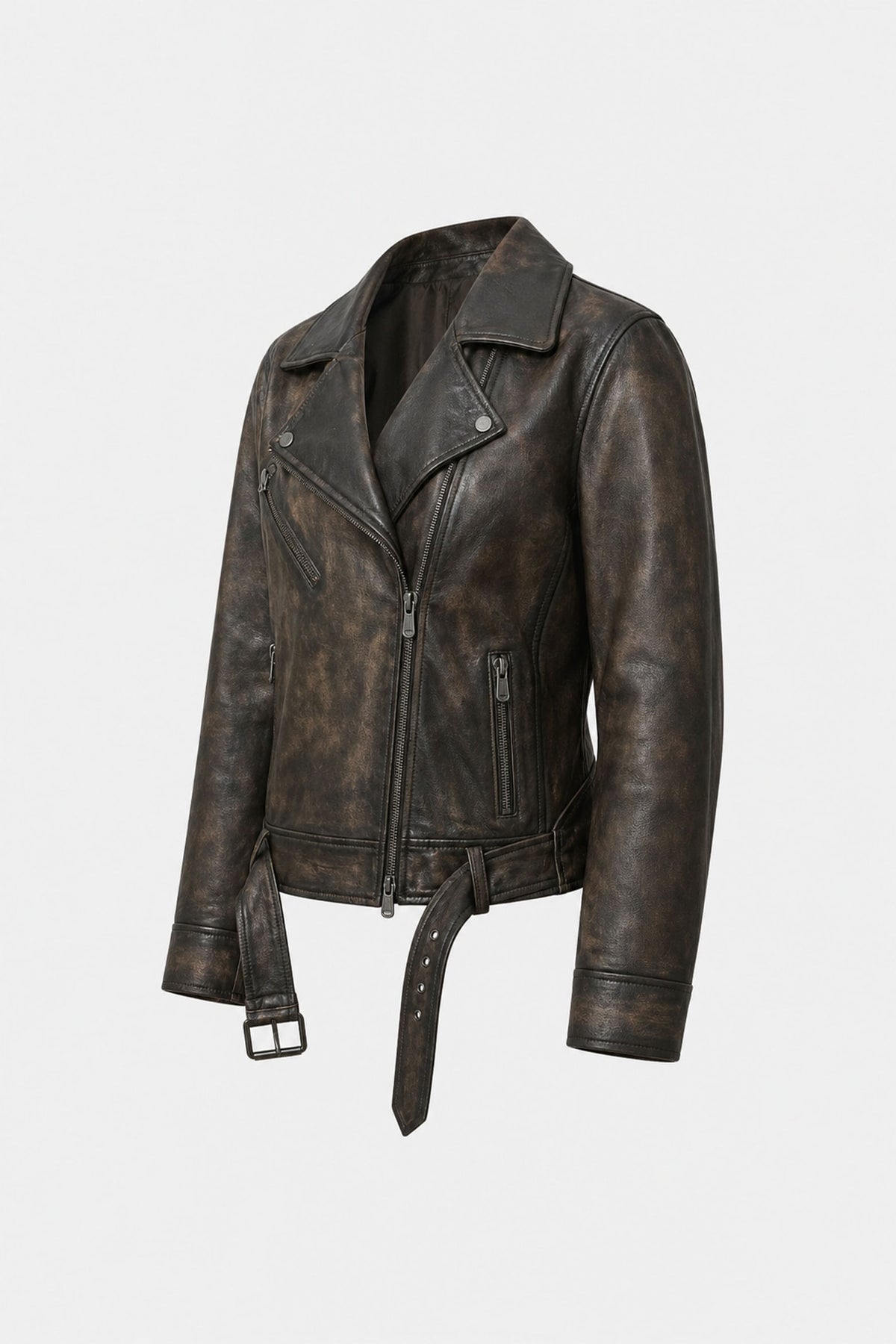 Leather biker jacket for women Efos