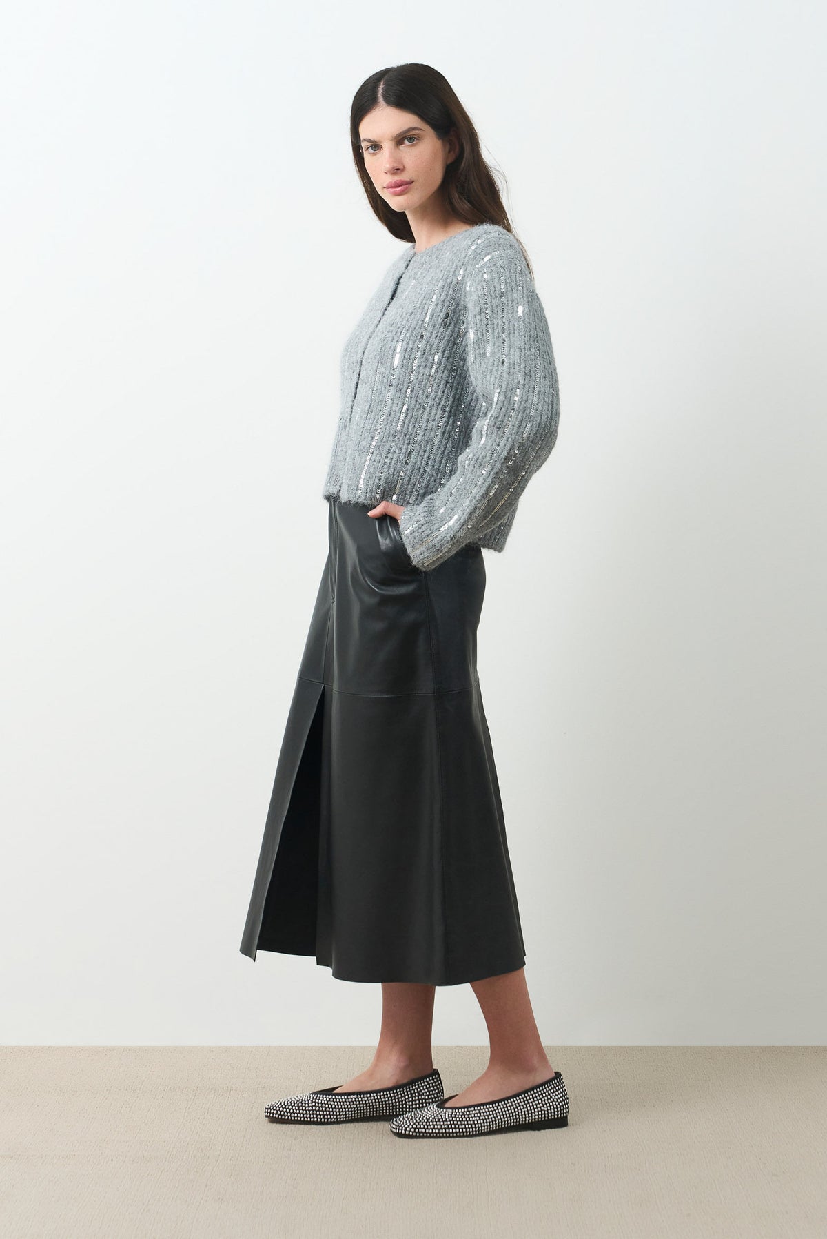 Leather pencil skirt for women Efos