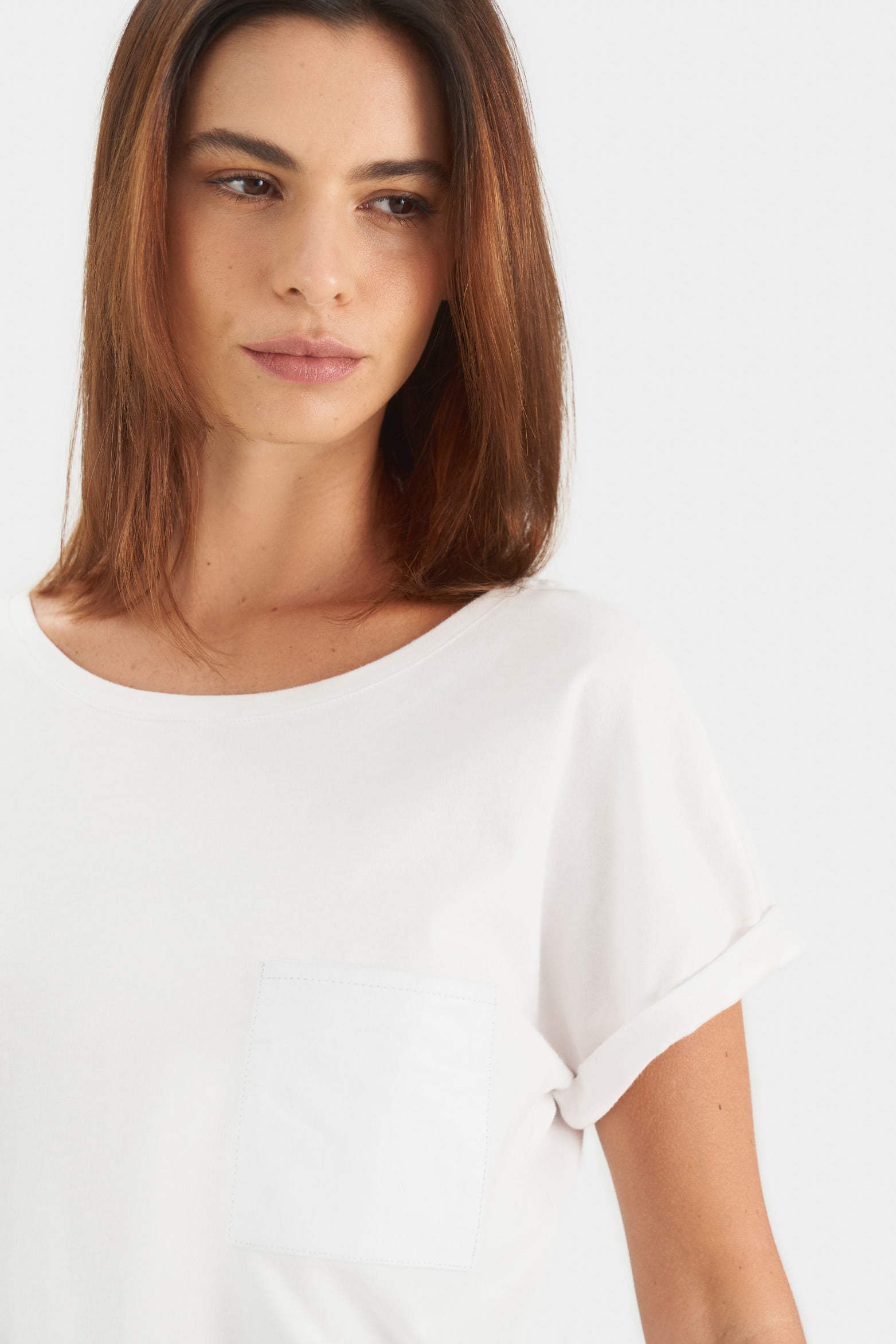 Women’s Short-Sleeve T-Shirt with Leather Pocket