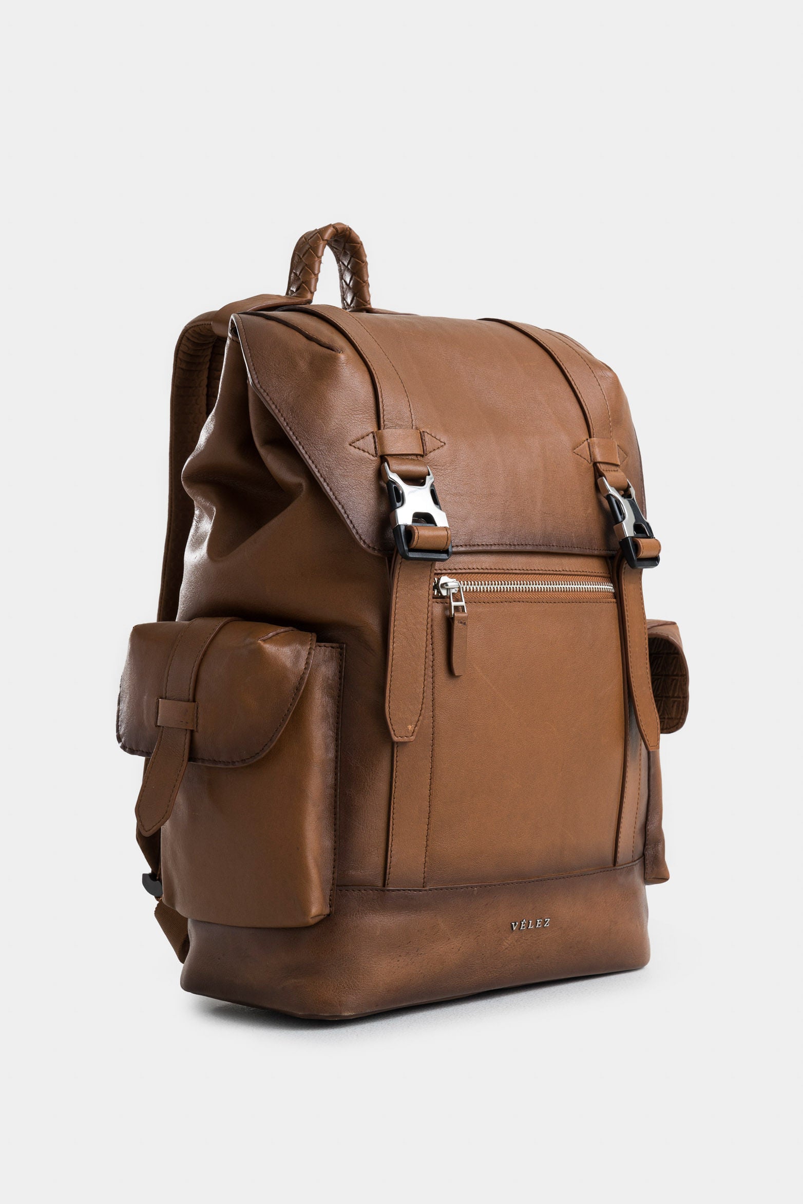 Ontario Leather Backpack for Men with Woven Handle