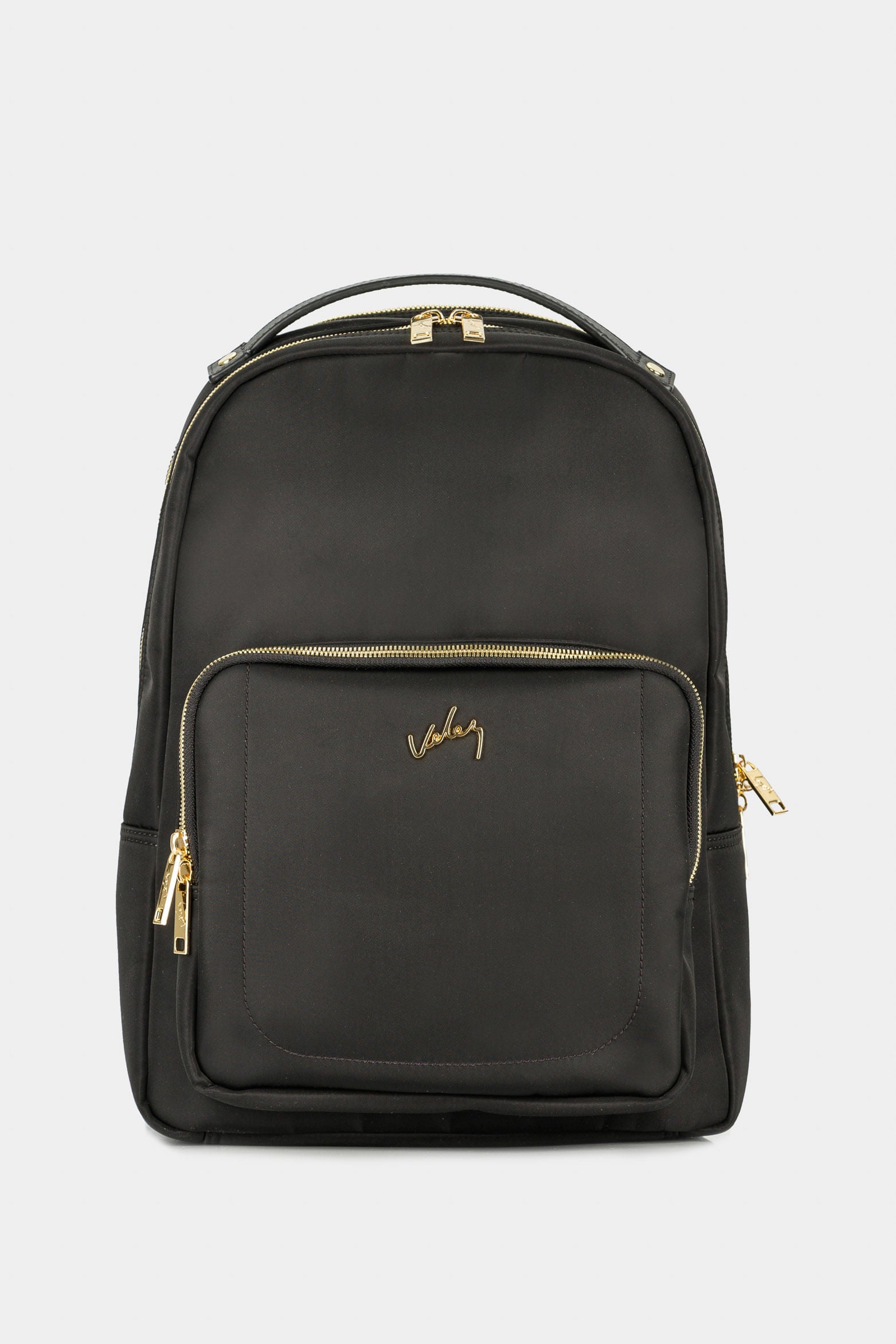 Women’s Purple Backpack in Black Canvas with Leather Details and Padded Straps