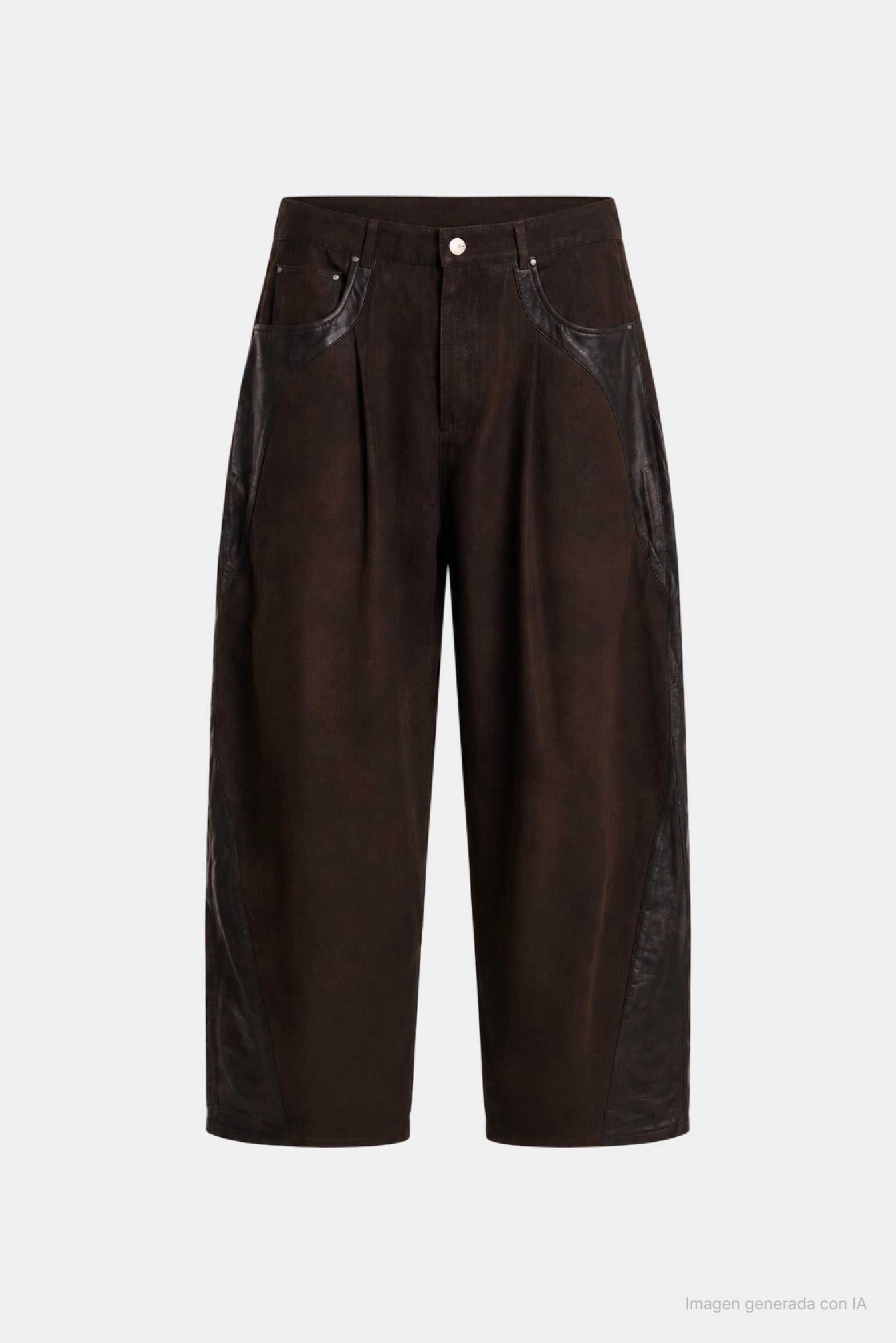 Women's Leather & Denim Barrel Jeans