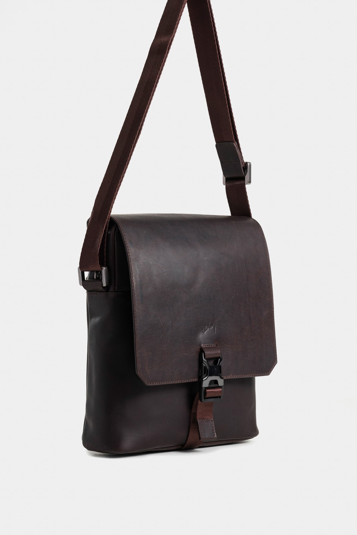 Accra aged-effect leather crossbody bag for men