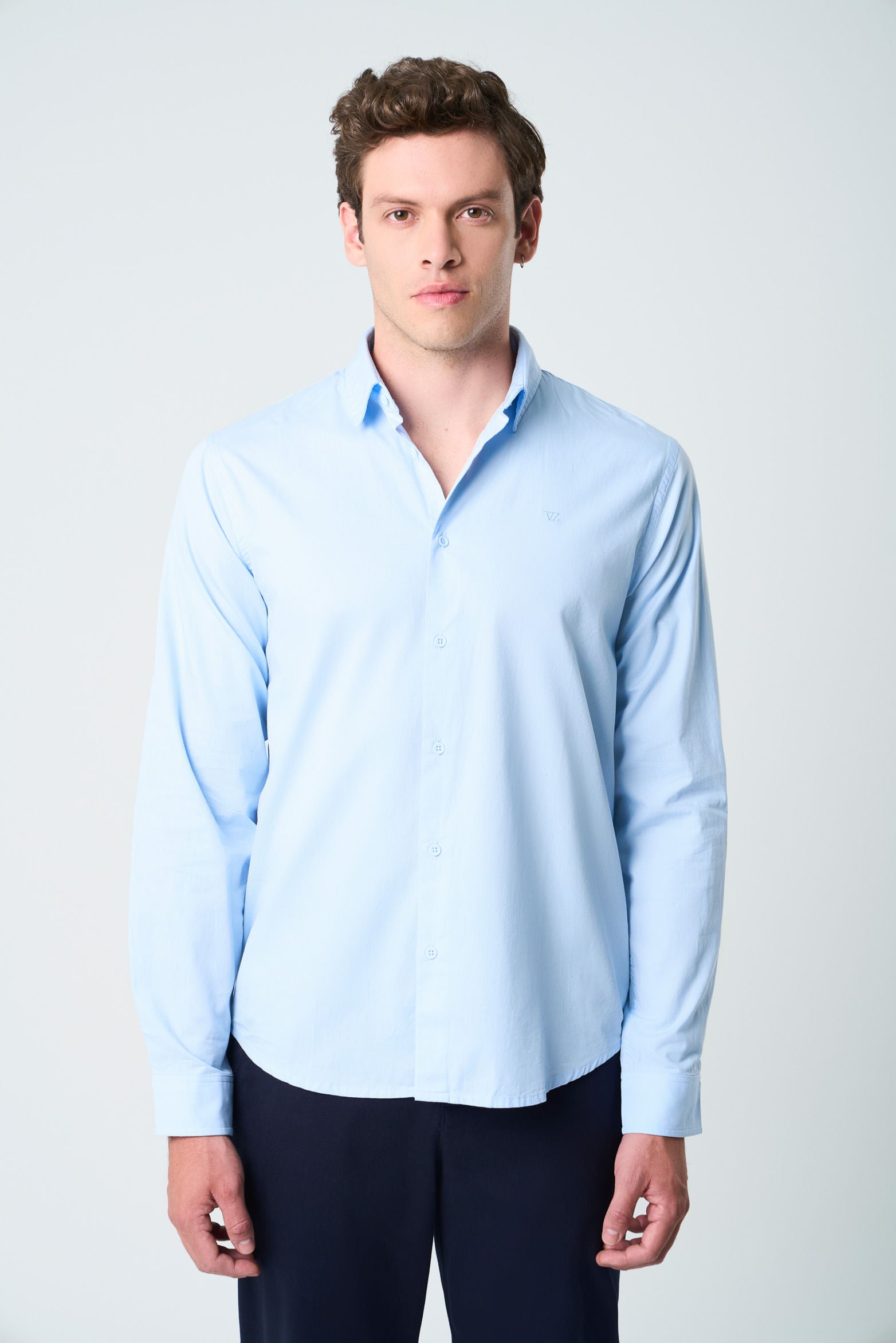 Poplin shirt for men semi-fitted