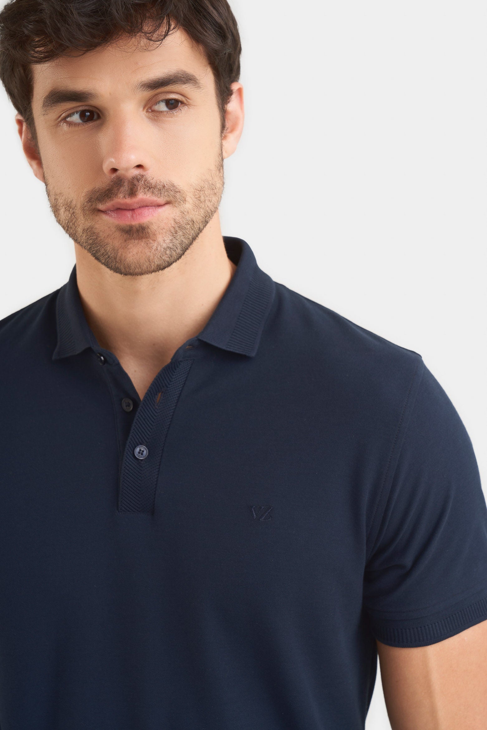 Casual Polo in Dark Blue Pima Cotton