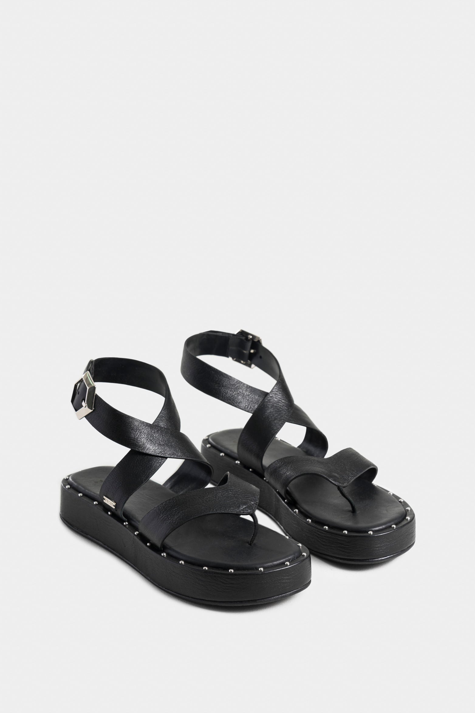 Iris Leather Platform Sandal with Stud Details for Women