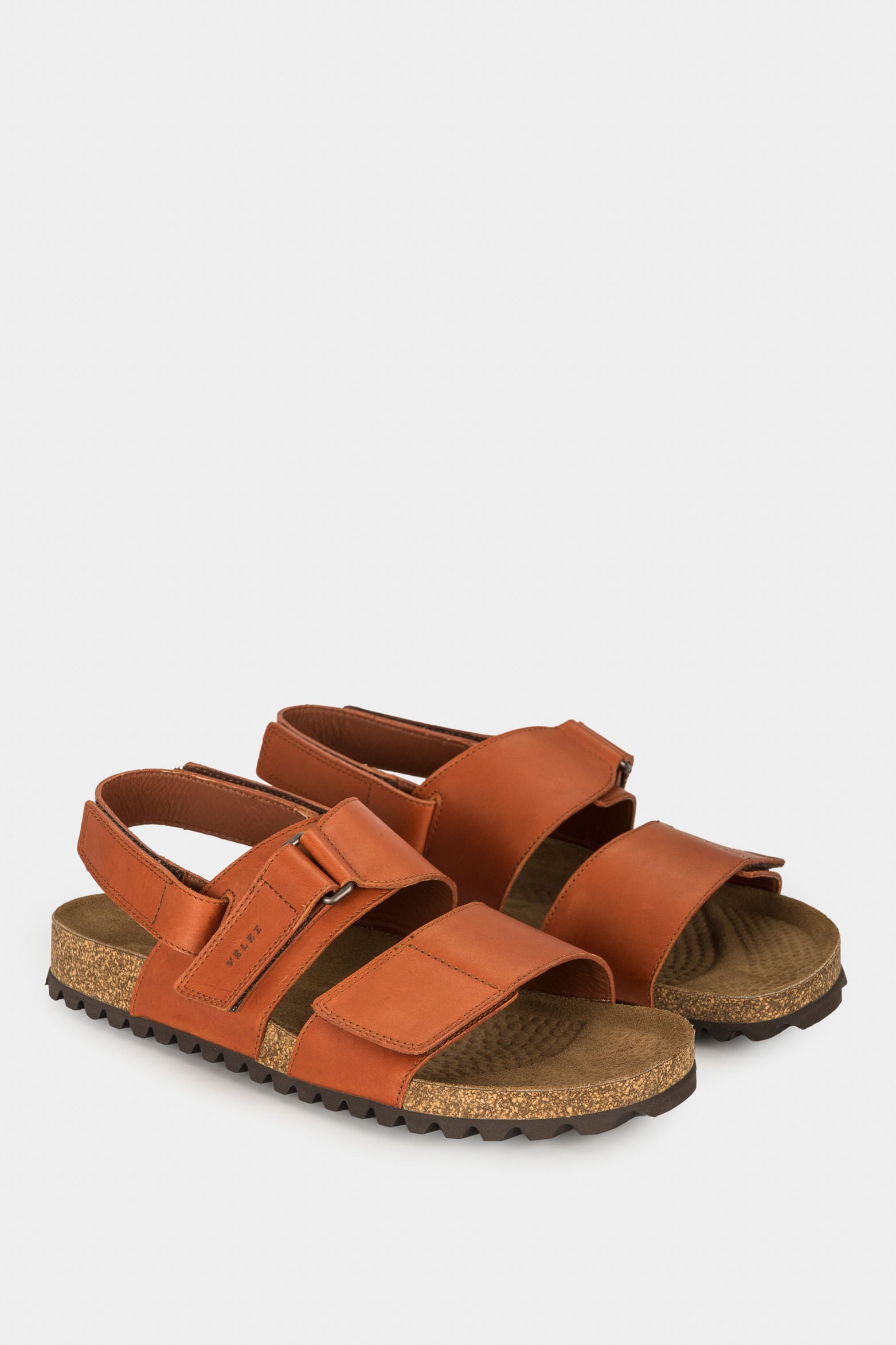 Men’s Orcian Flat Leather Sandal with Hook-and-Loop Straps