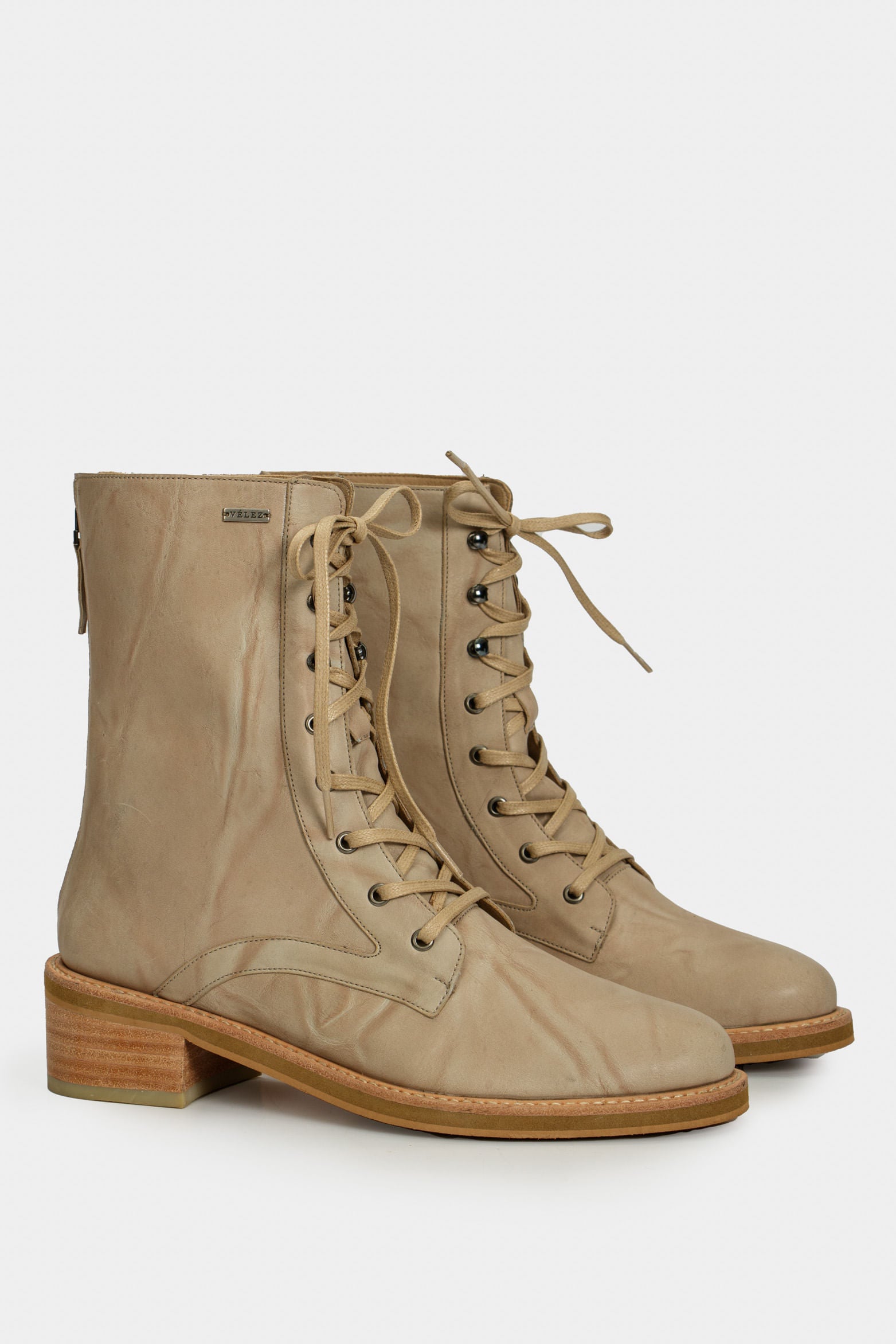Women’s Lirio Leather Combat Boots Beige