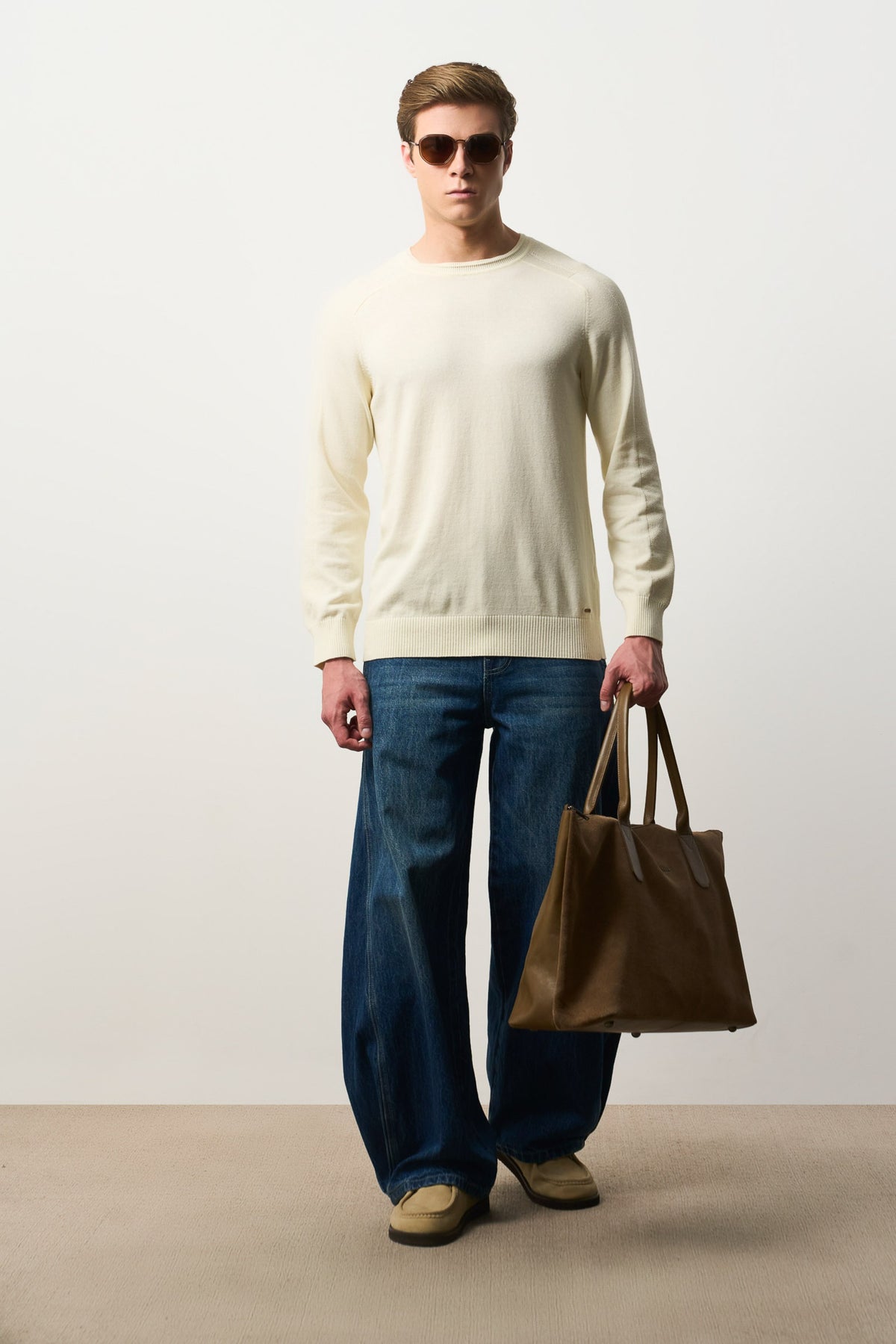 Men’s Cotton Knit Sweater with Raglan Sleeves