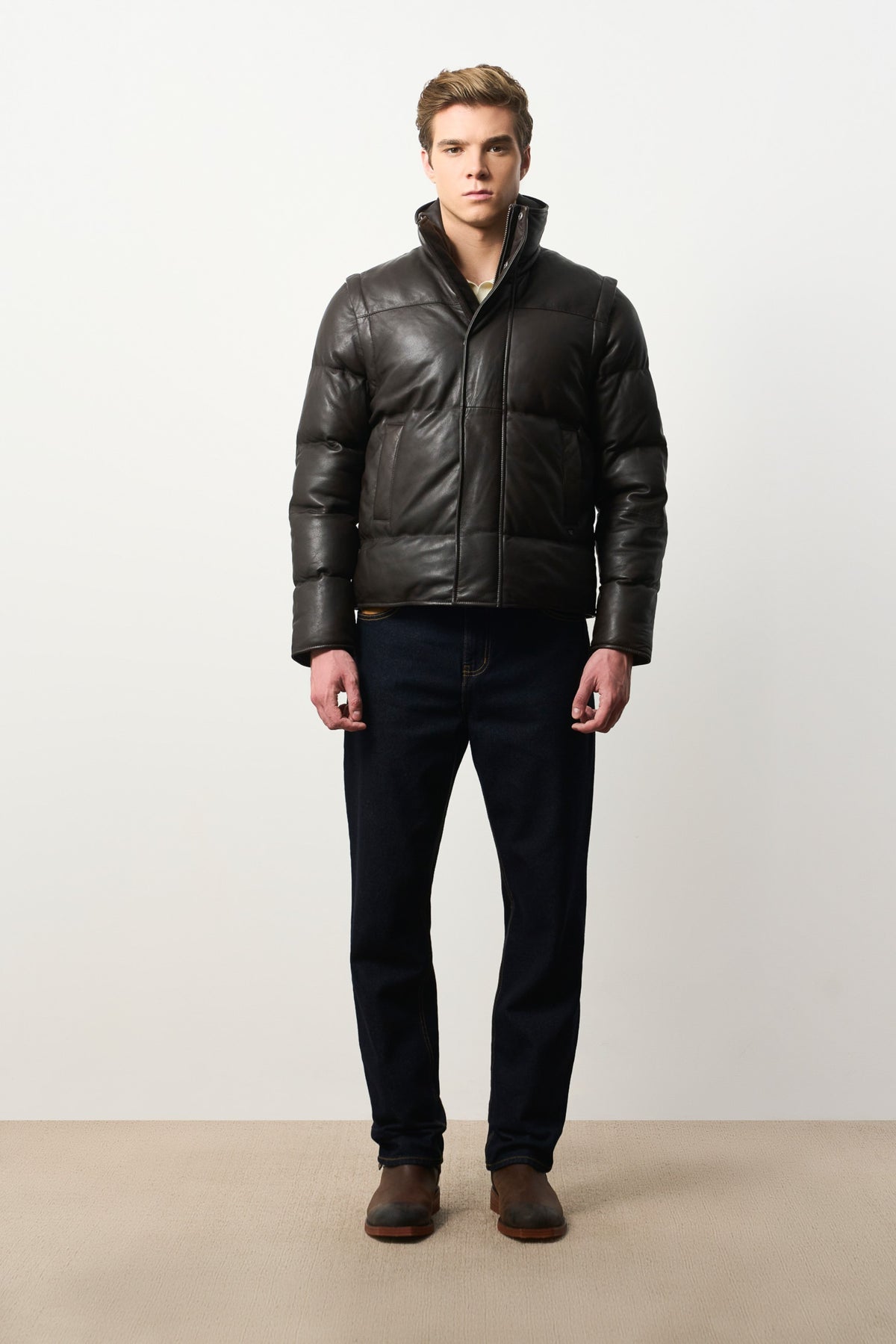 Ayme Leather Puffer Jacket for Men