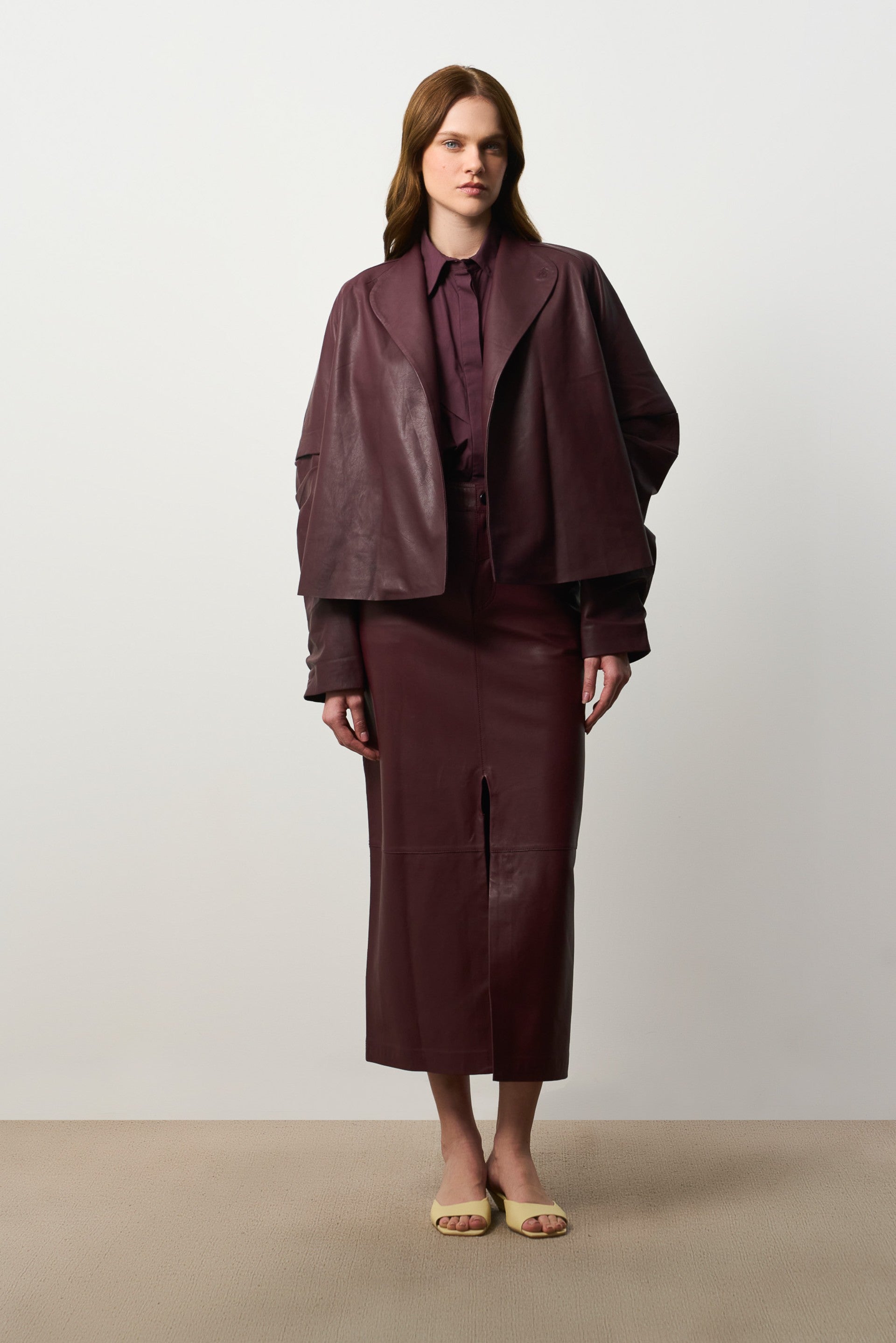 Women's Orchid Leather Jacket with Orchid Embroidery