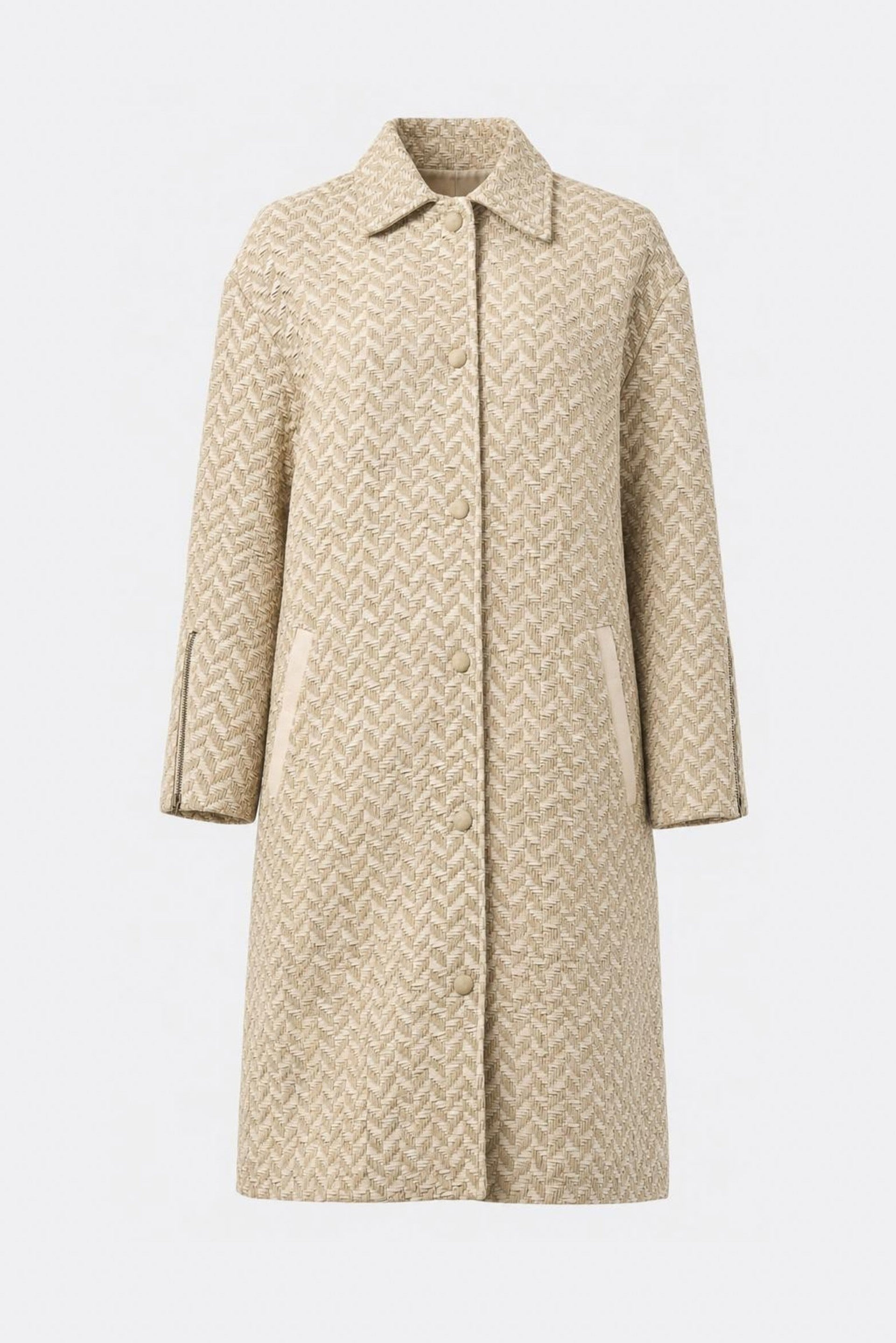 Nare Oversized Woven Leather Coat for Women