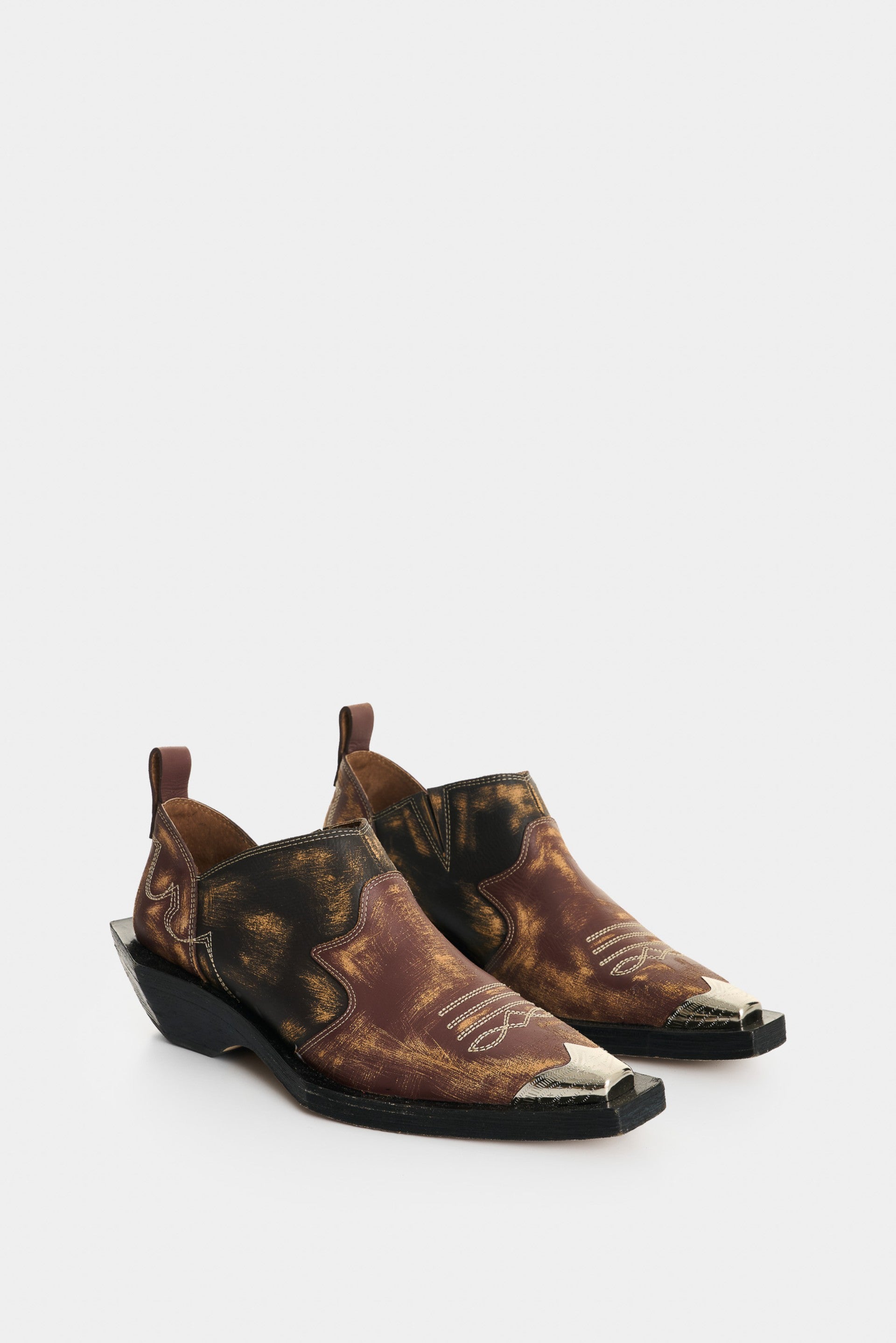 Women's Western Leather Mule Booties