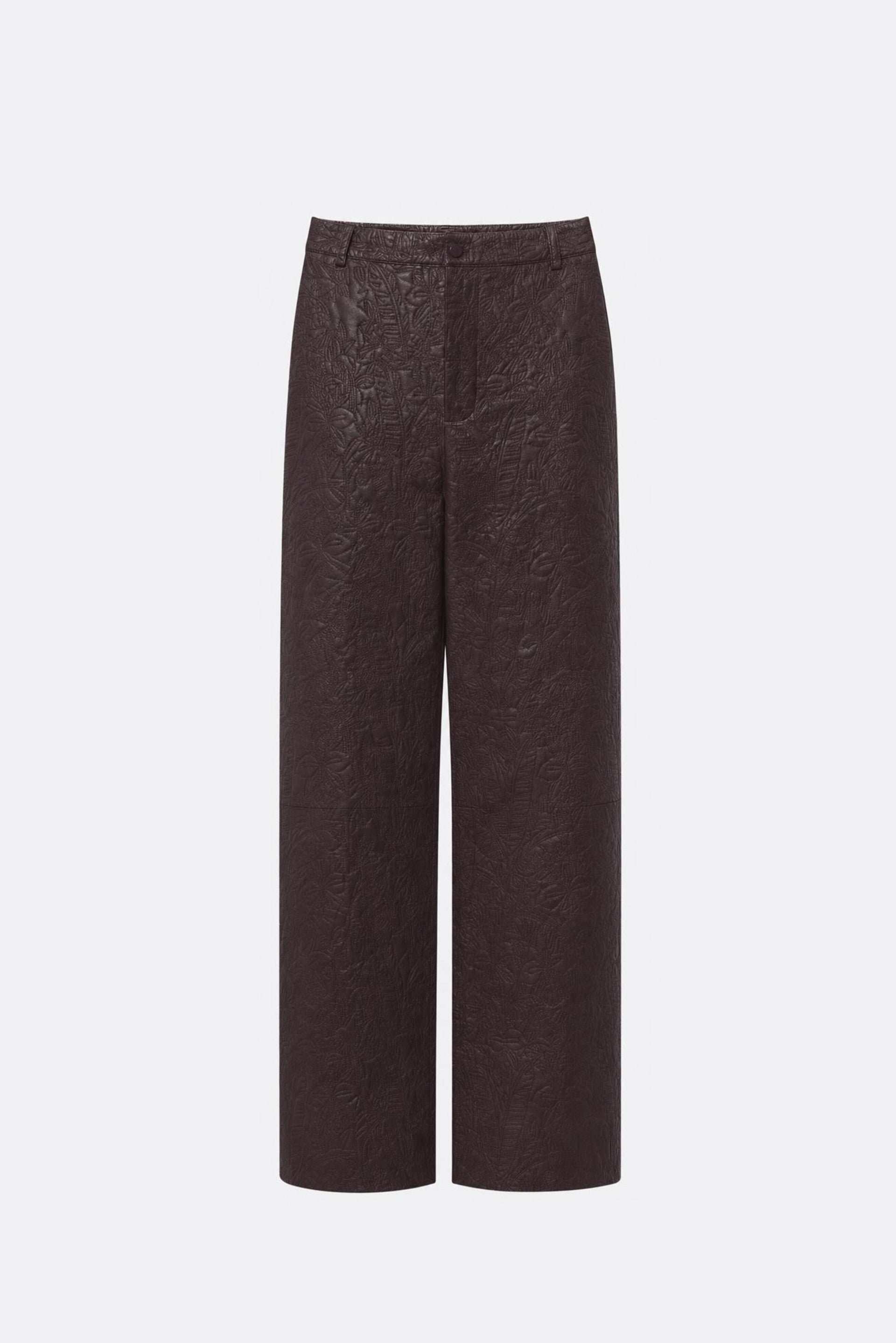 Women's Starlight Palms Leather Trousers with Orchid Embroidery