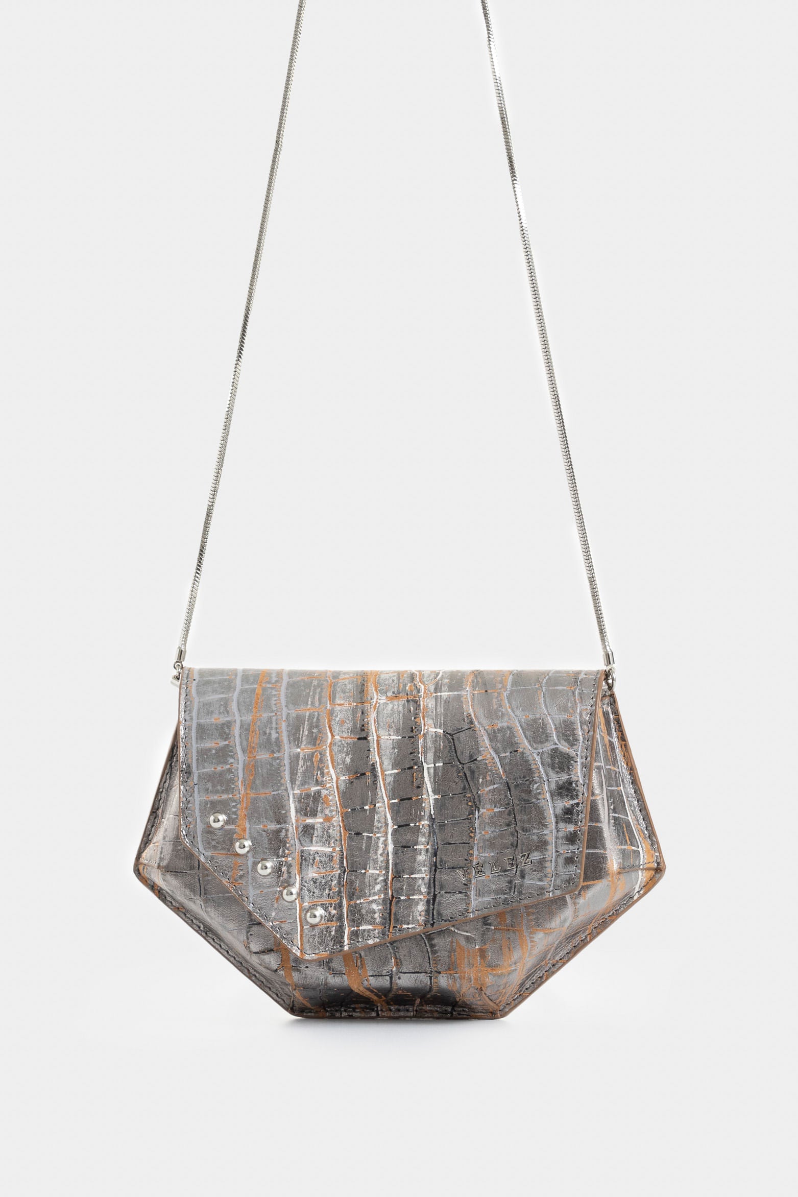 Mini Hexa Leather Crossbody Bag Asymmetrical Cut