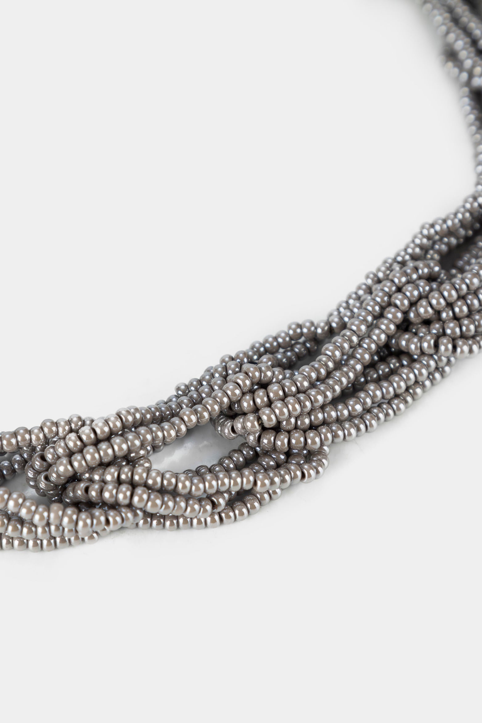 Women’s Milan Necklace in Graphite with Intertwined Beaded Strands in Link Formation