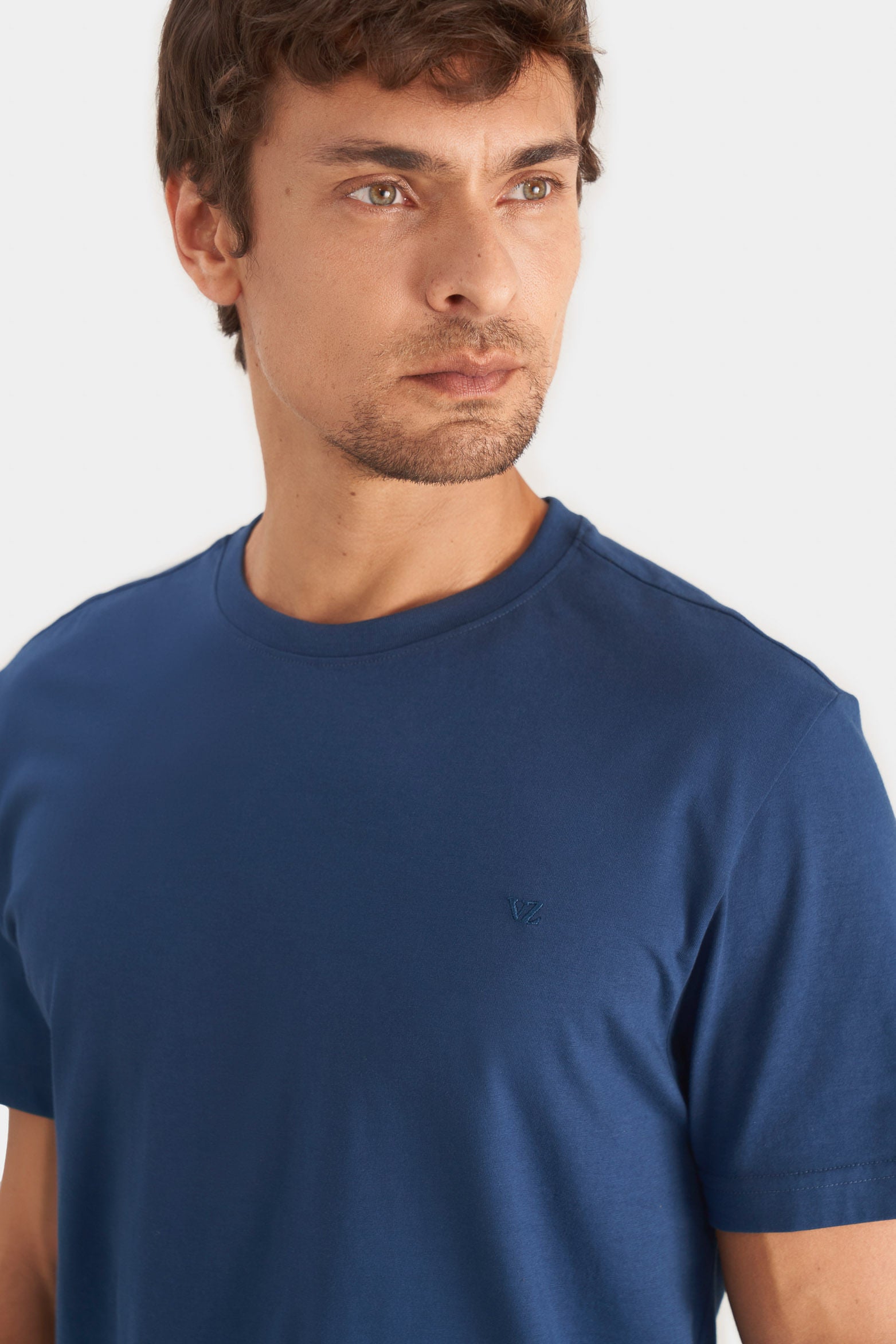 Men’s Peru Crew Neck Basic T-Shirt in Dark Blue Jersey