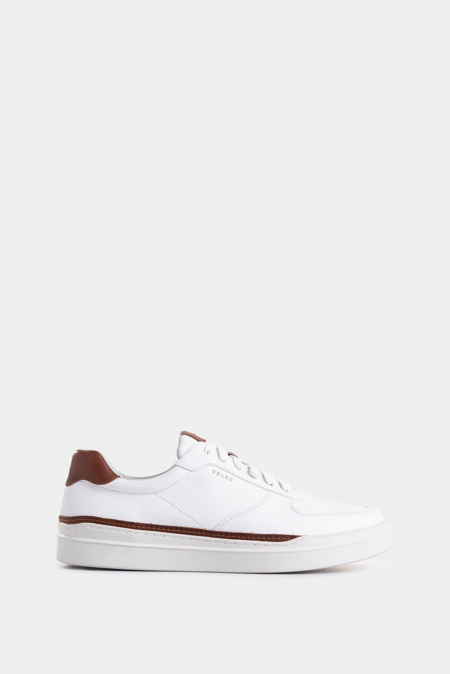 Whited Leather Sneakers for Men Contrast Detail