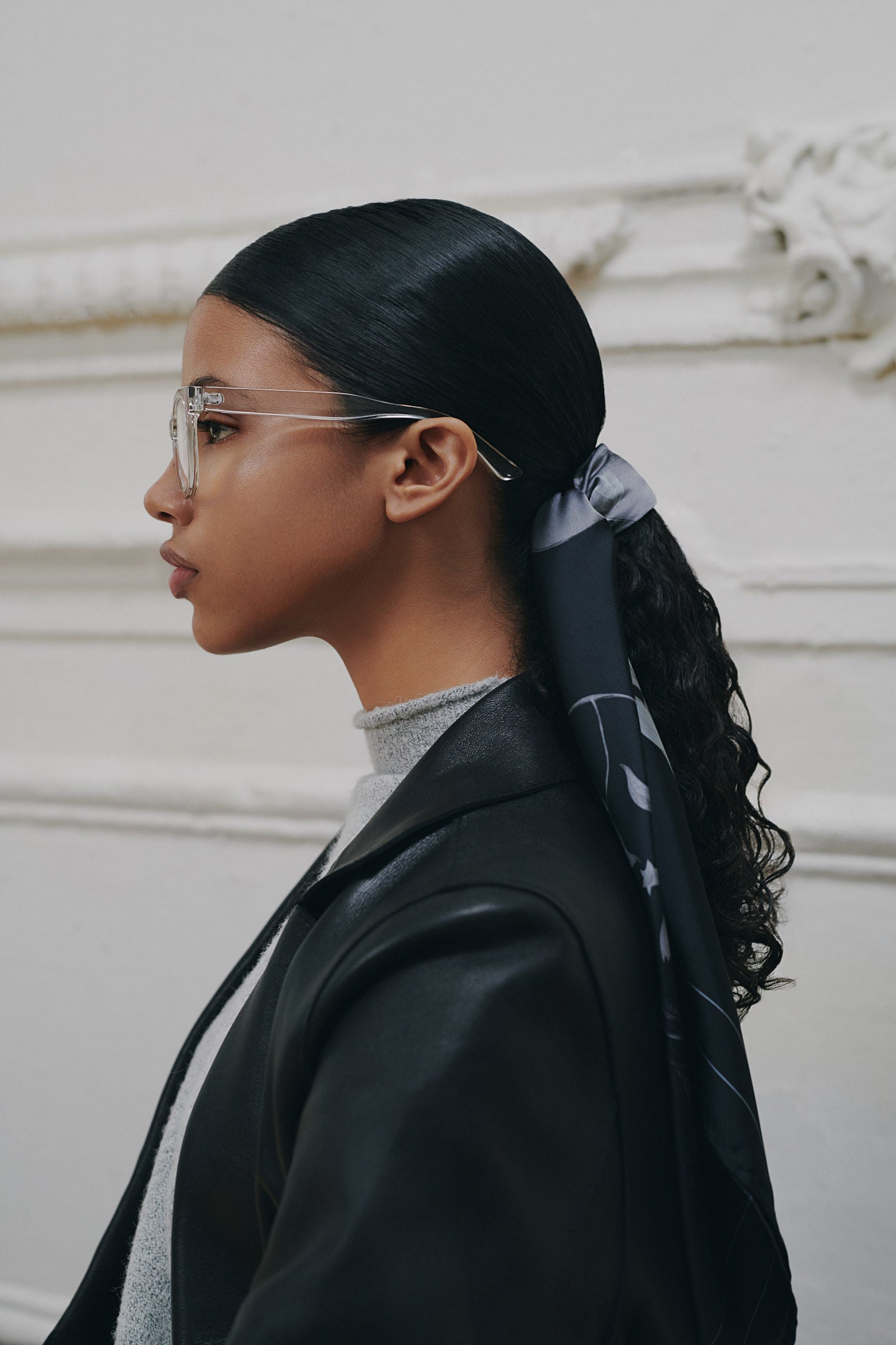 Small Indigo Scarf for Women with Print