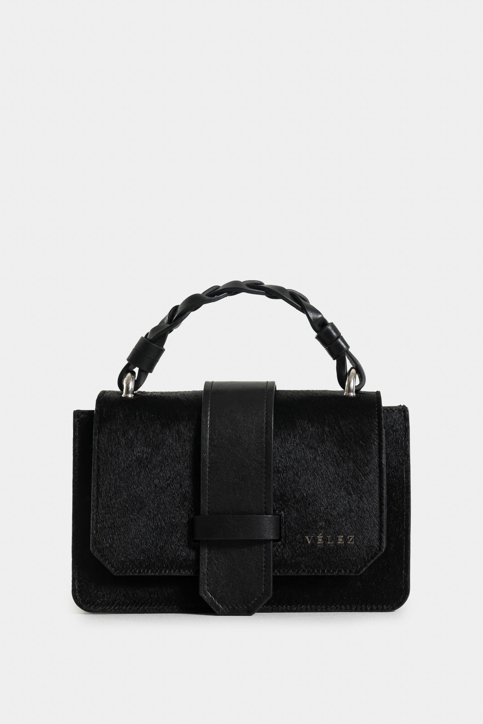 Mini garniel leather bowling bag for women with hair texture