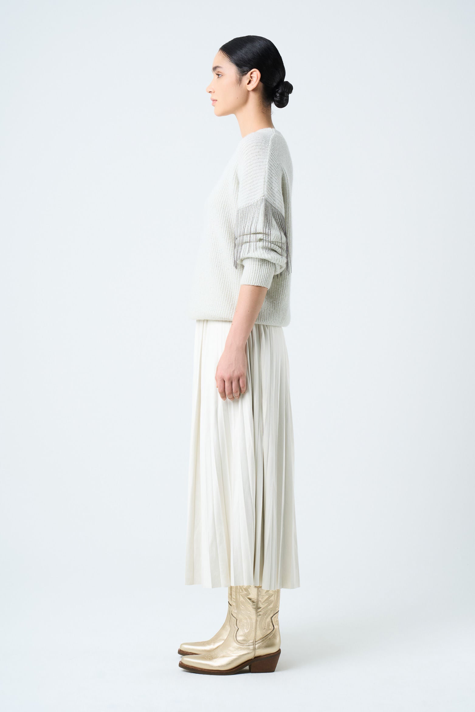 Draco knit sweater for women with fringe and millaré details