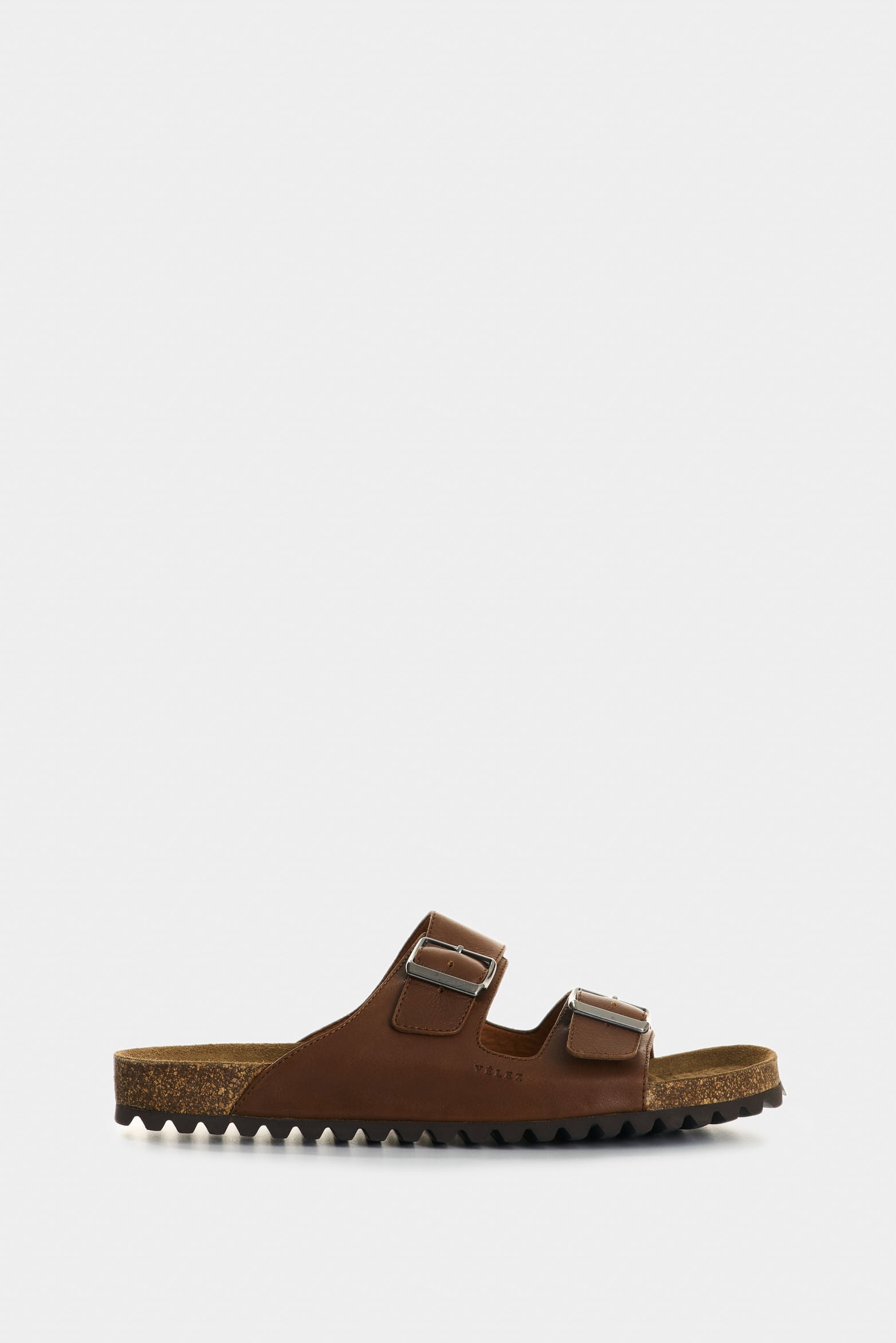 Men’s Elia Flat Leather Sandal Double Buckle
