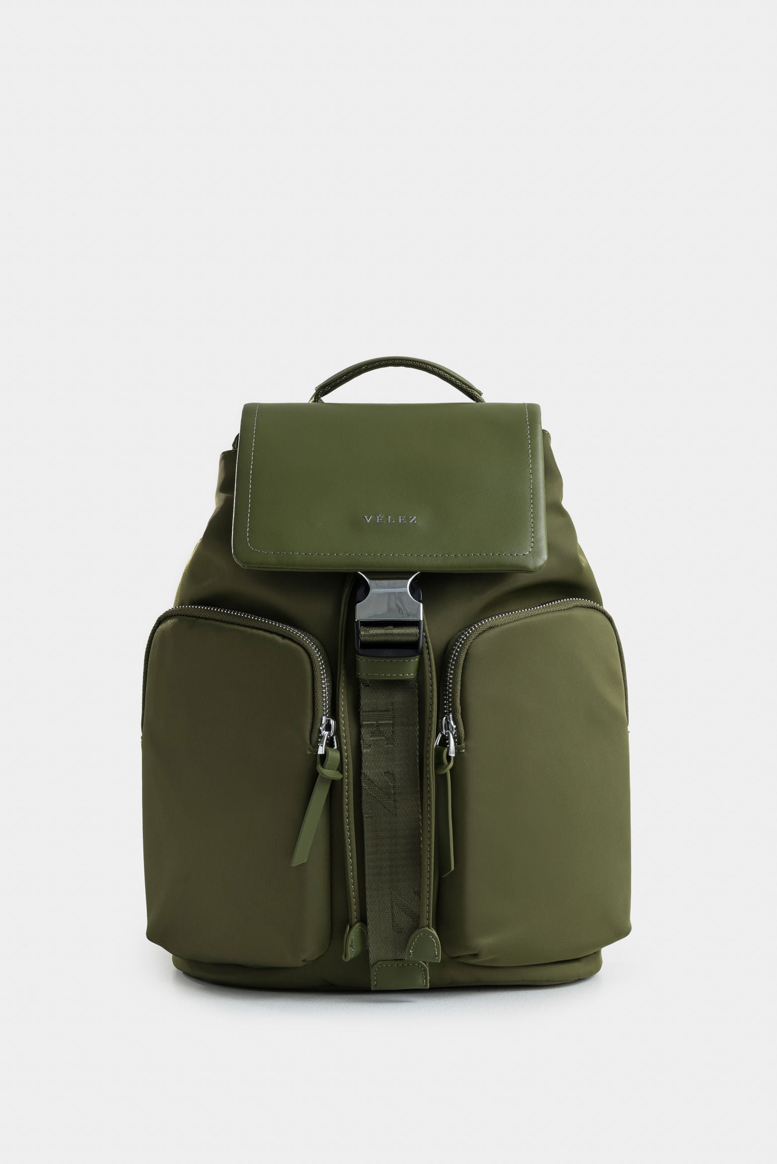 Ibiza Canvas and Leather Backpack with Green Clasp for Women