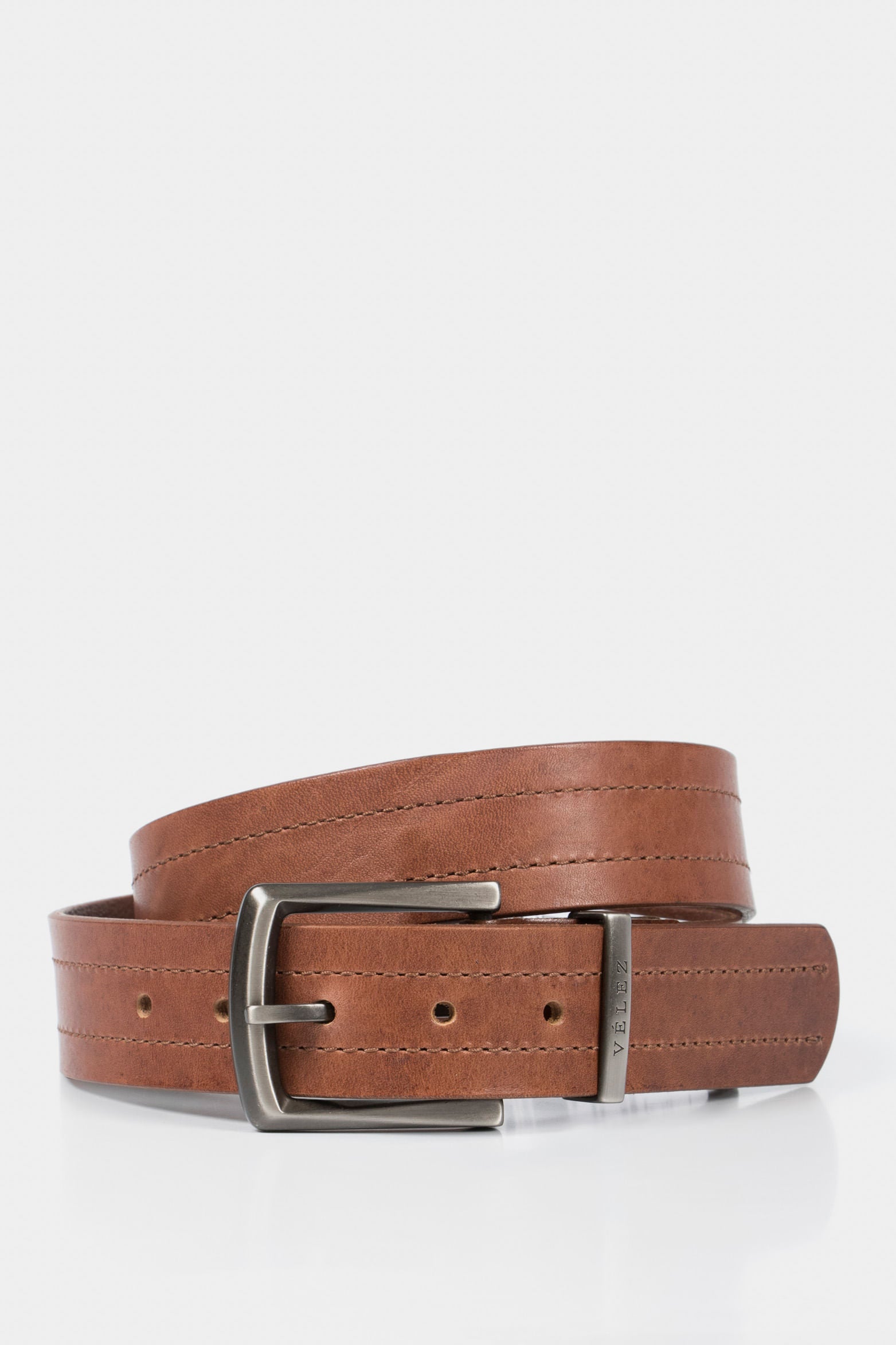 Men’s Courage Single-Sided Leather Belt with Metallic Keeper Loop