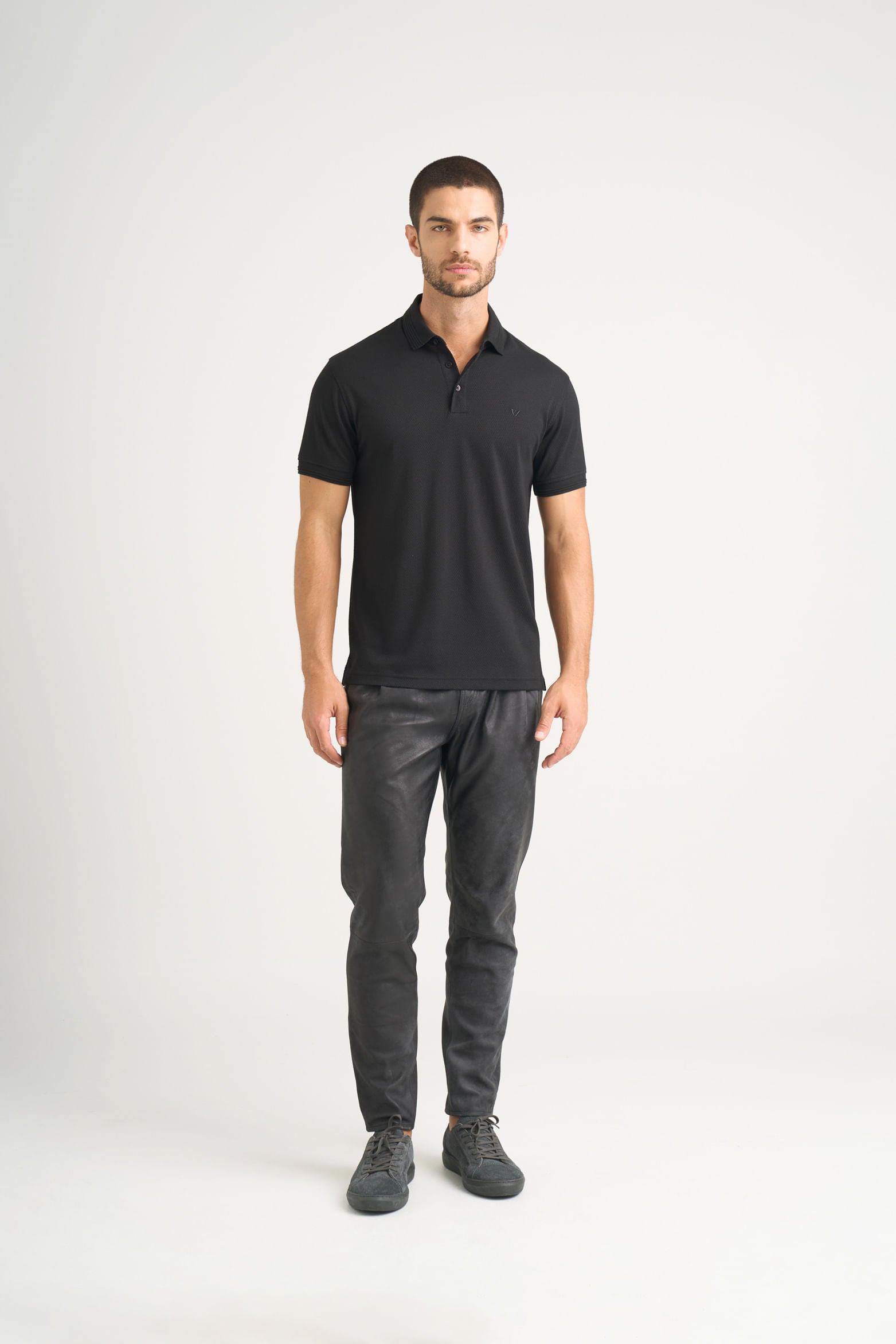 Lucca short-sleeve textured polo shirt for men