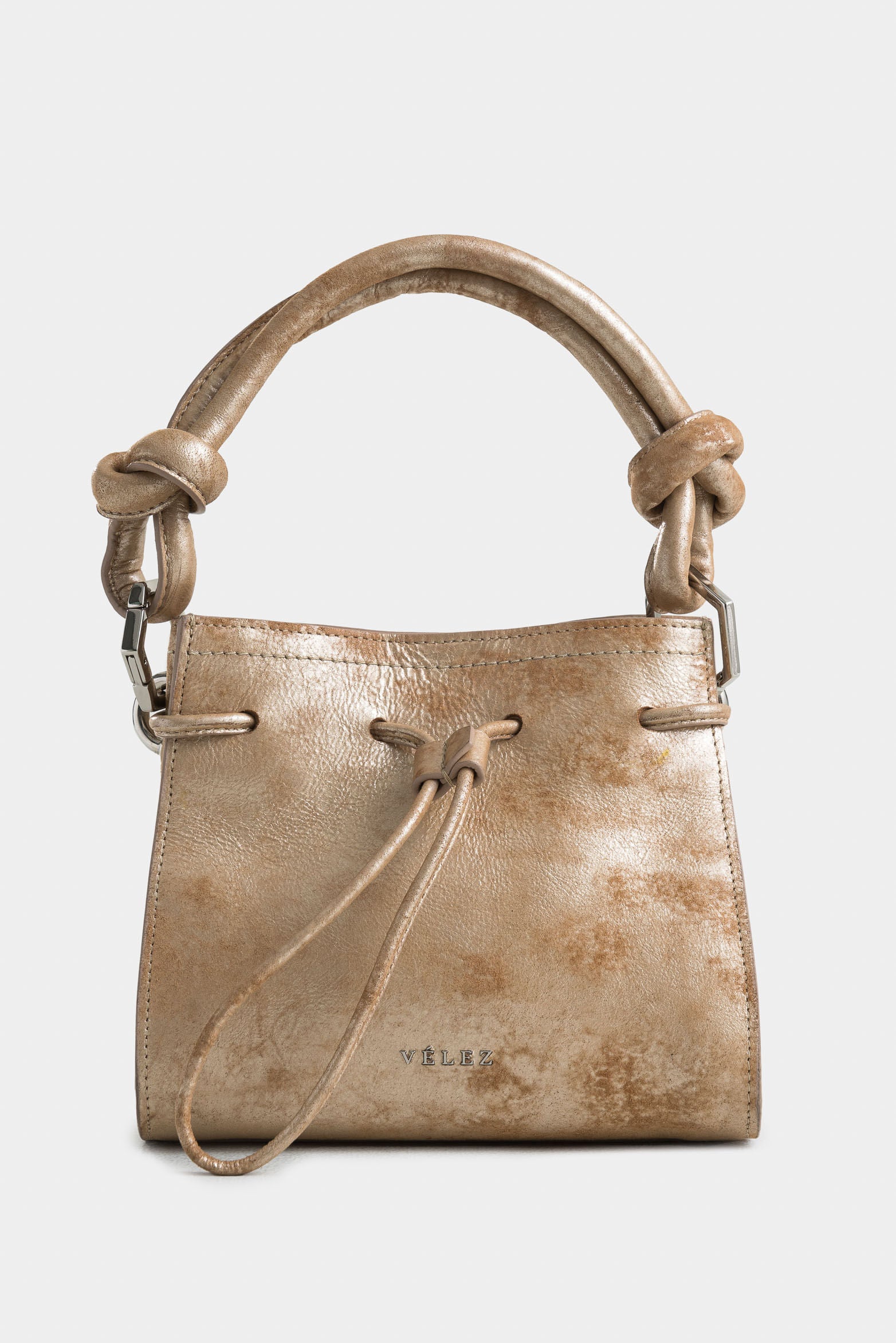 Pers Leather Handbag with Knotted Detail for Women