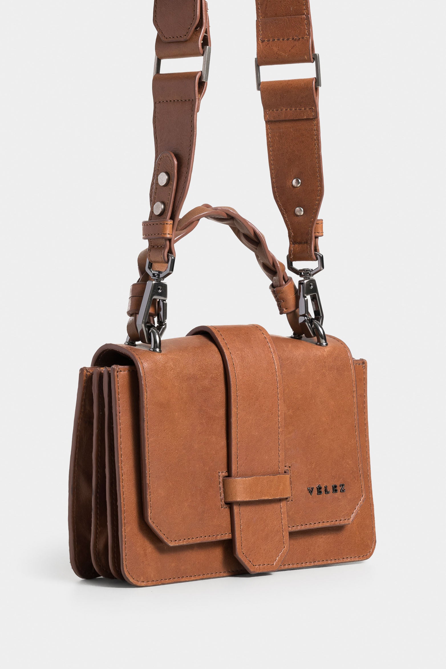 Garniel Mini Bowling BagLeather for Women with Braided Handle