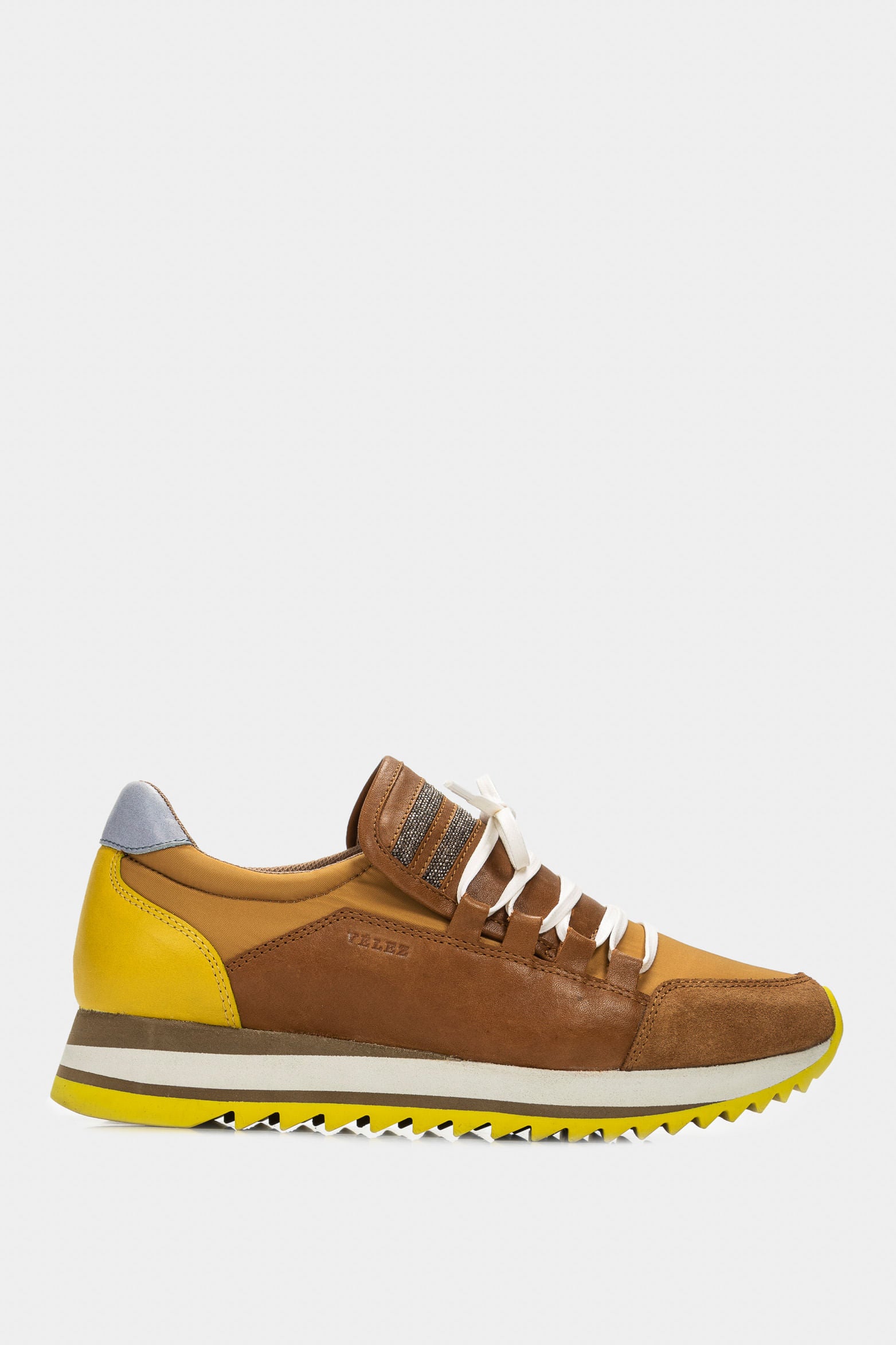 Women’s Persian Leather Sneakers in Honey with Rhinestone Detail