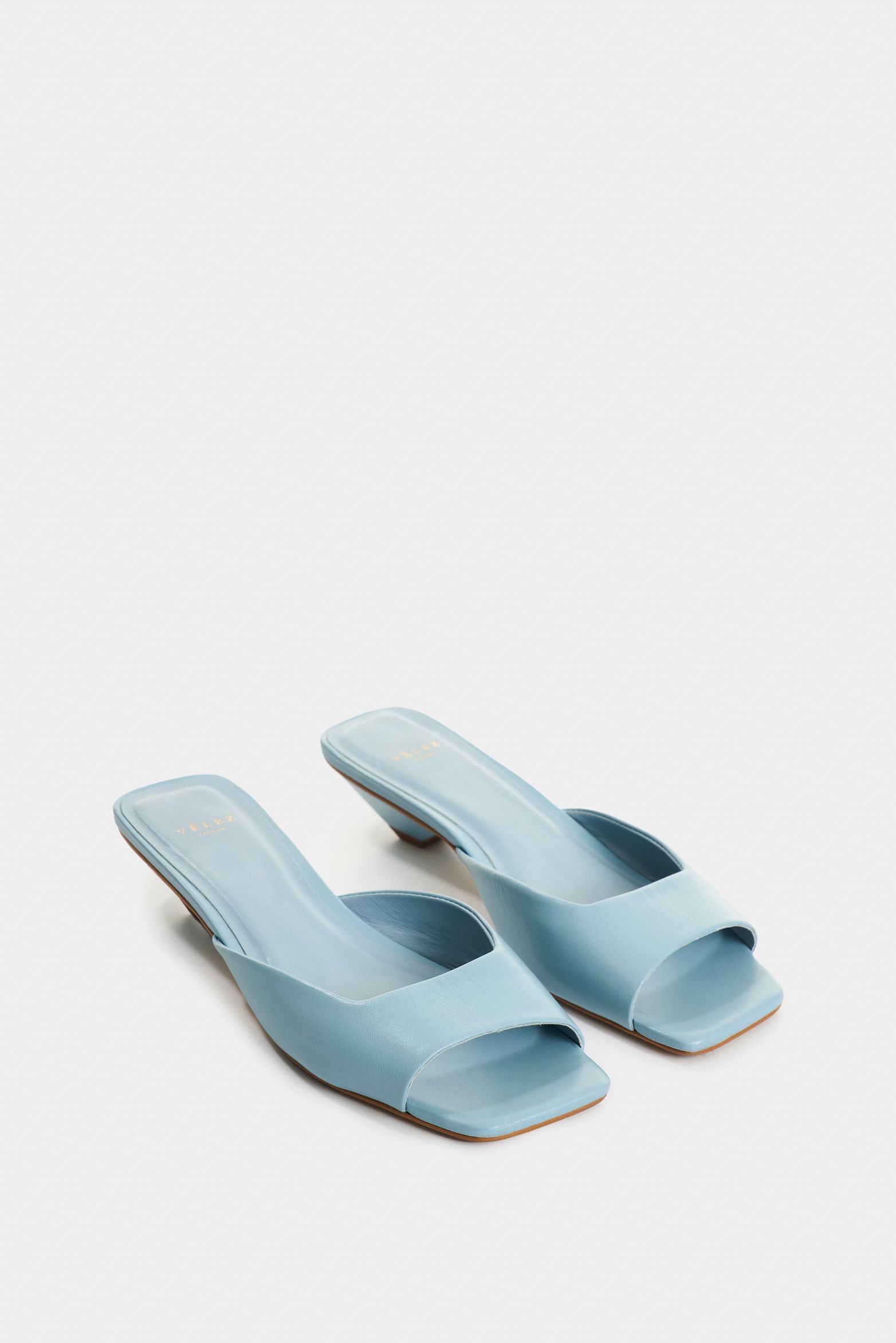 Marquee Light Blue Leather Heeled Sandals for Women