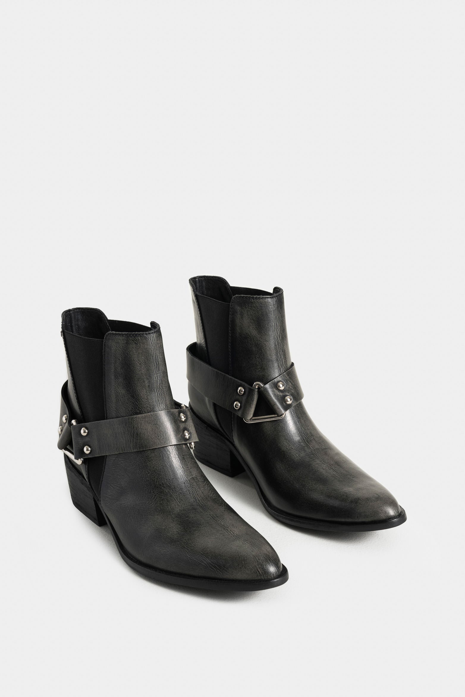 Cicuta Brush Off Leather Ankle Boots for Women with Triangular Stirrup