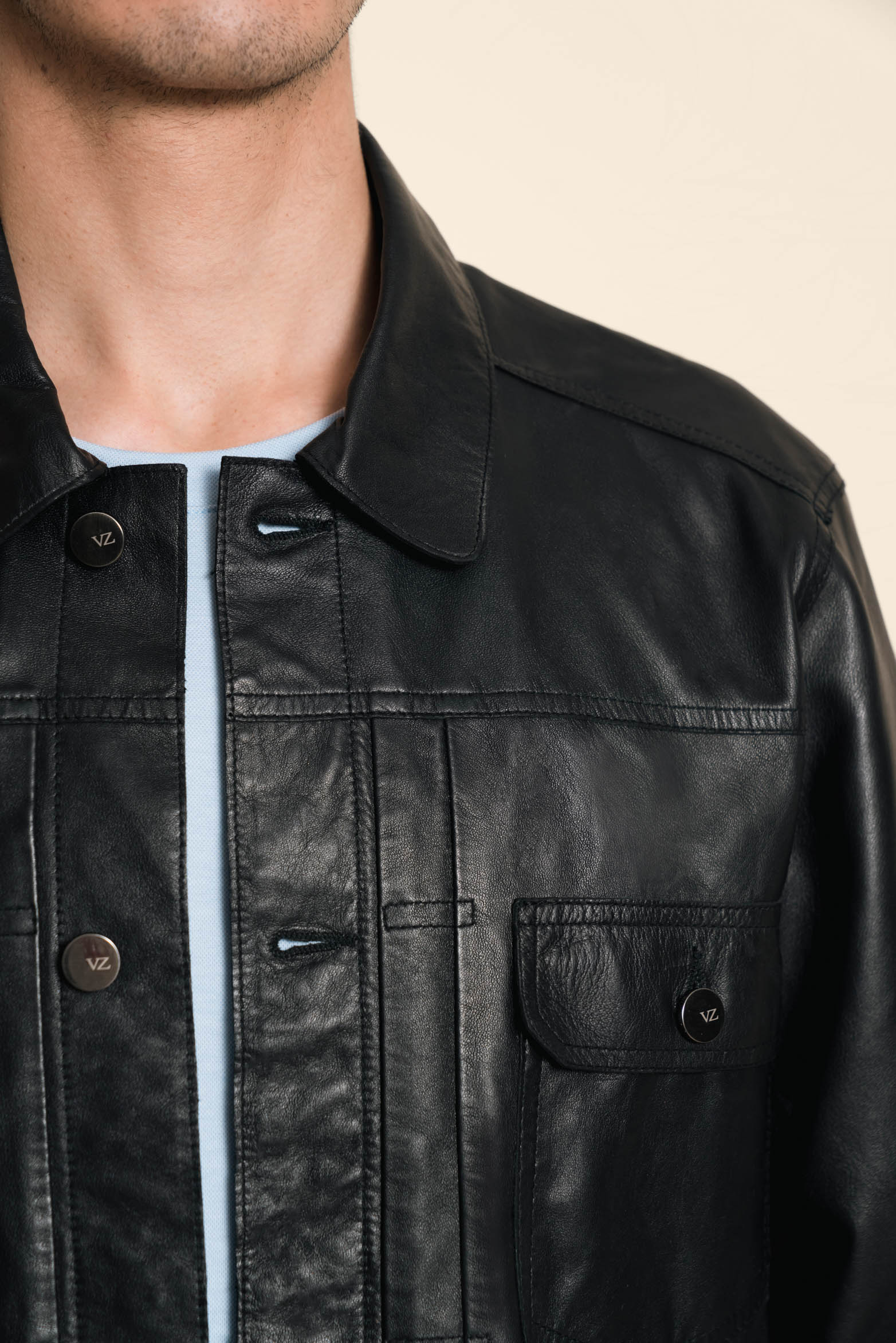 Men’s Paraná Leather Trucker Jacket classic cut