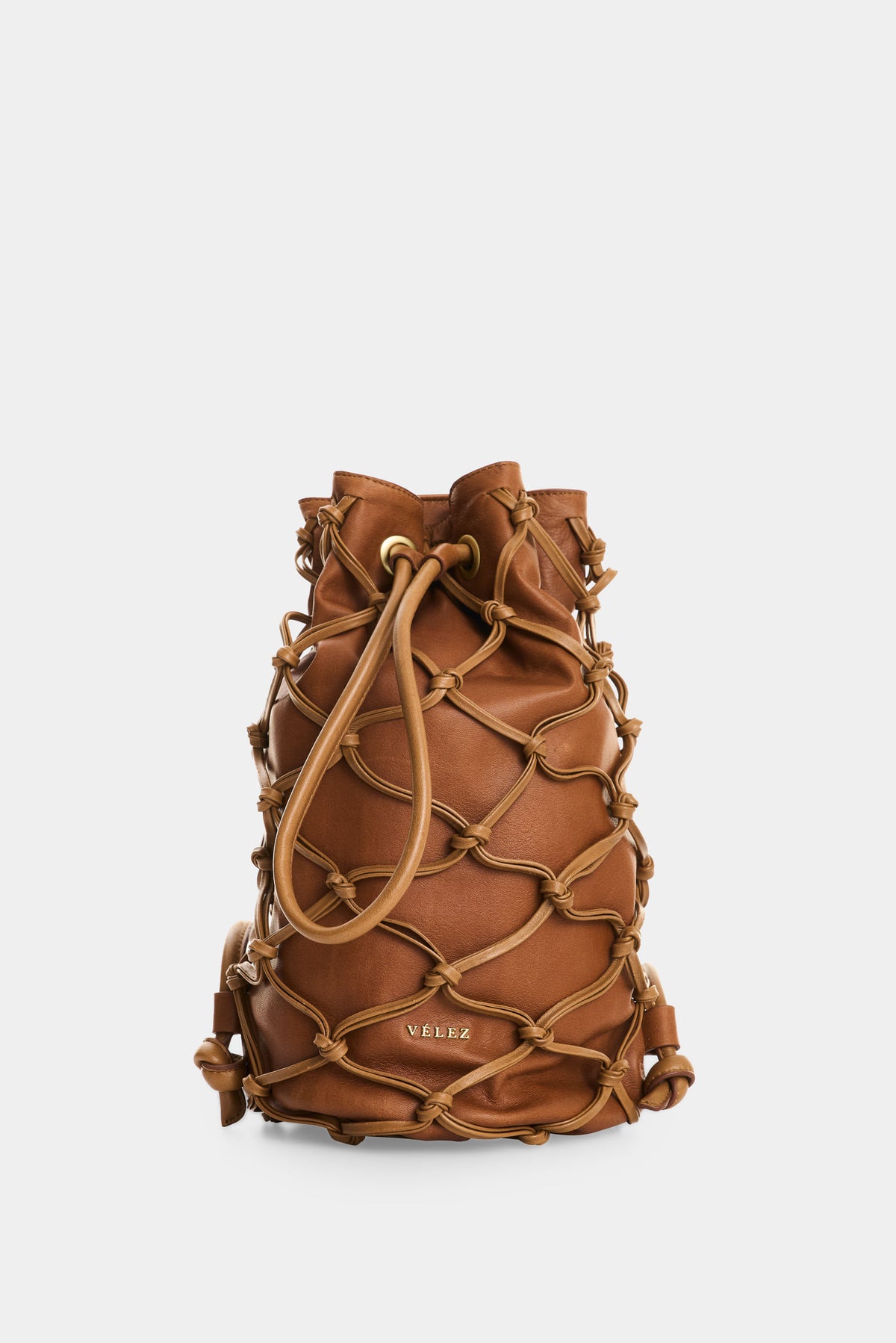 Women's Lyra Knots Leather Backpack with Woven Overlay
