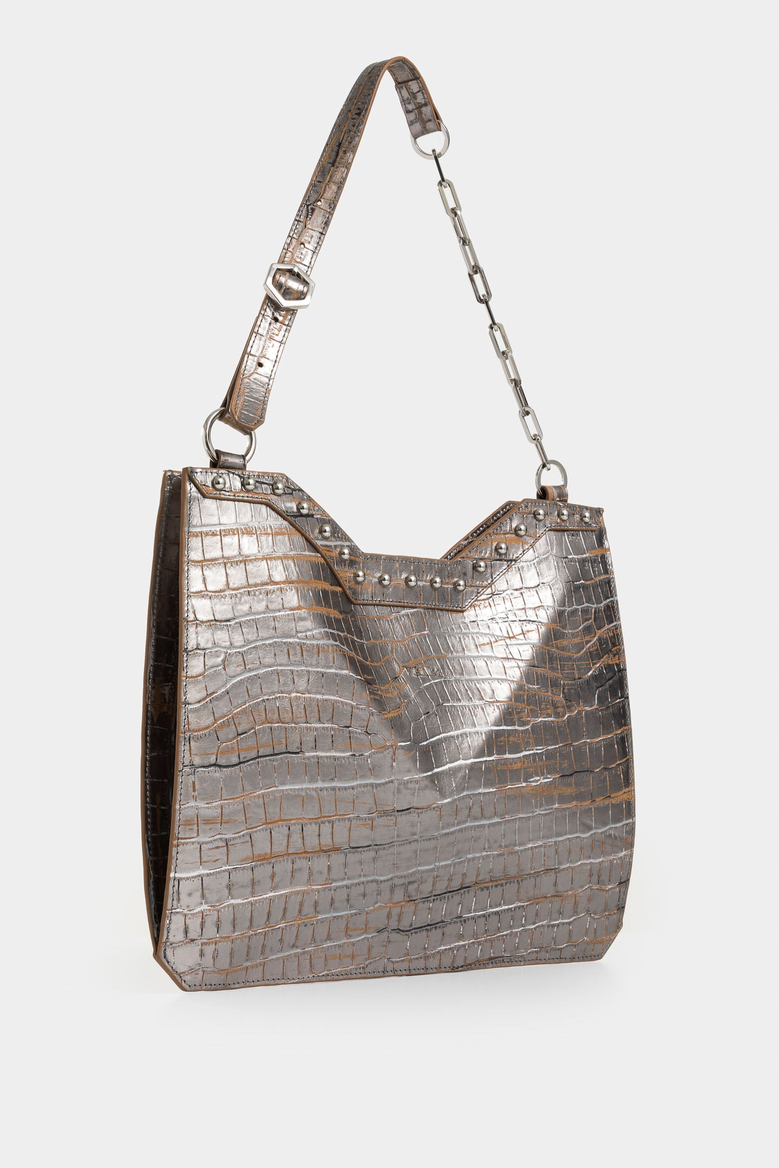 Magena Mini Leather Shopping Bag for Women with Studs
