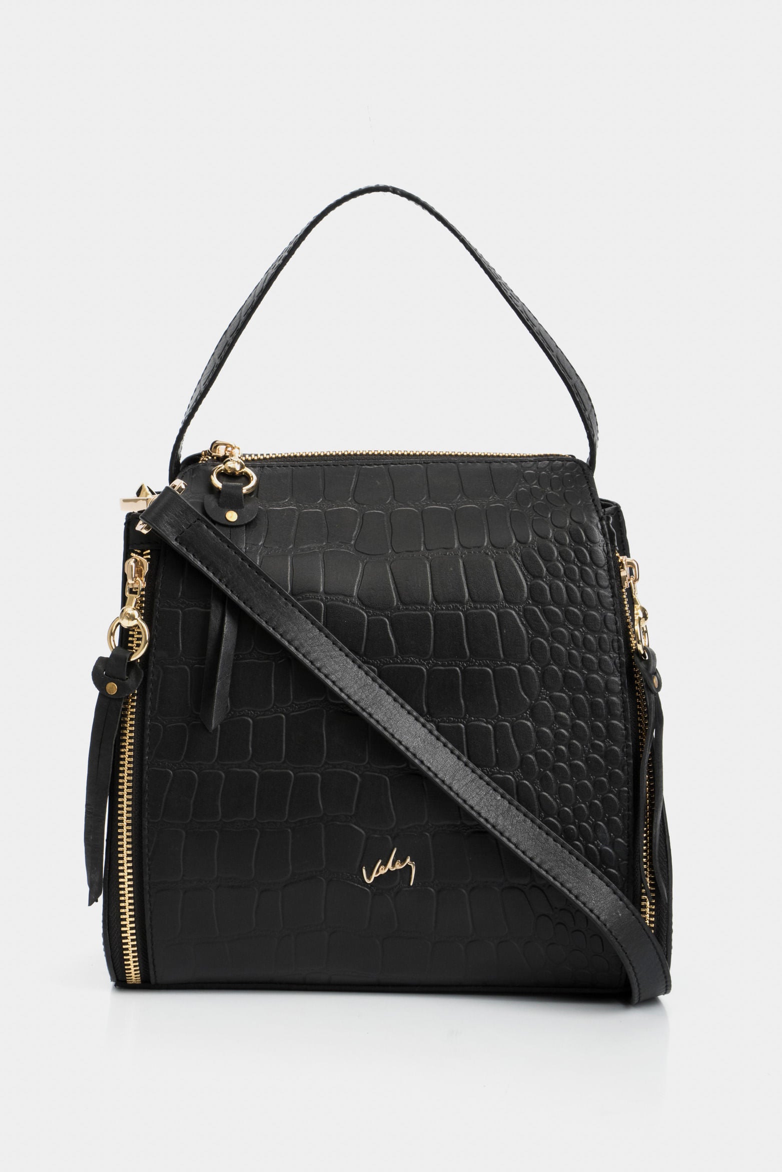 Fez HandHandbags in Embossed Black Leather