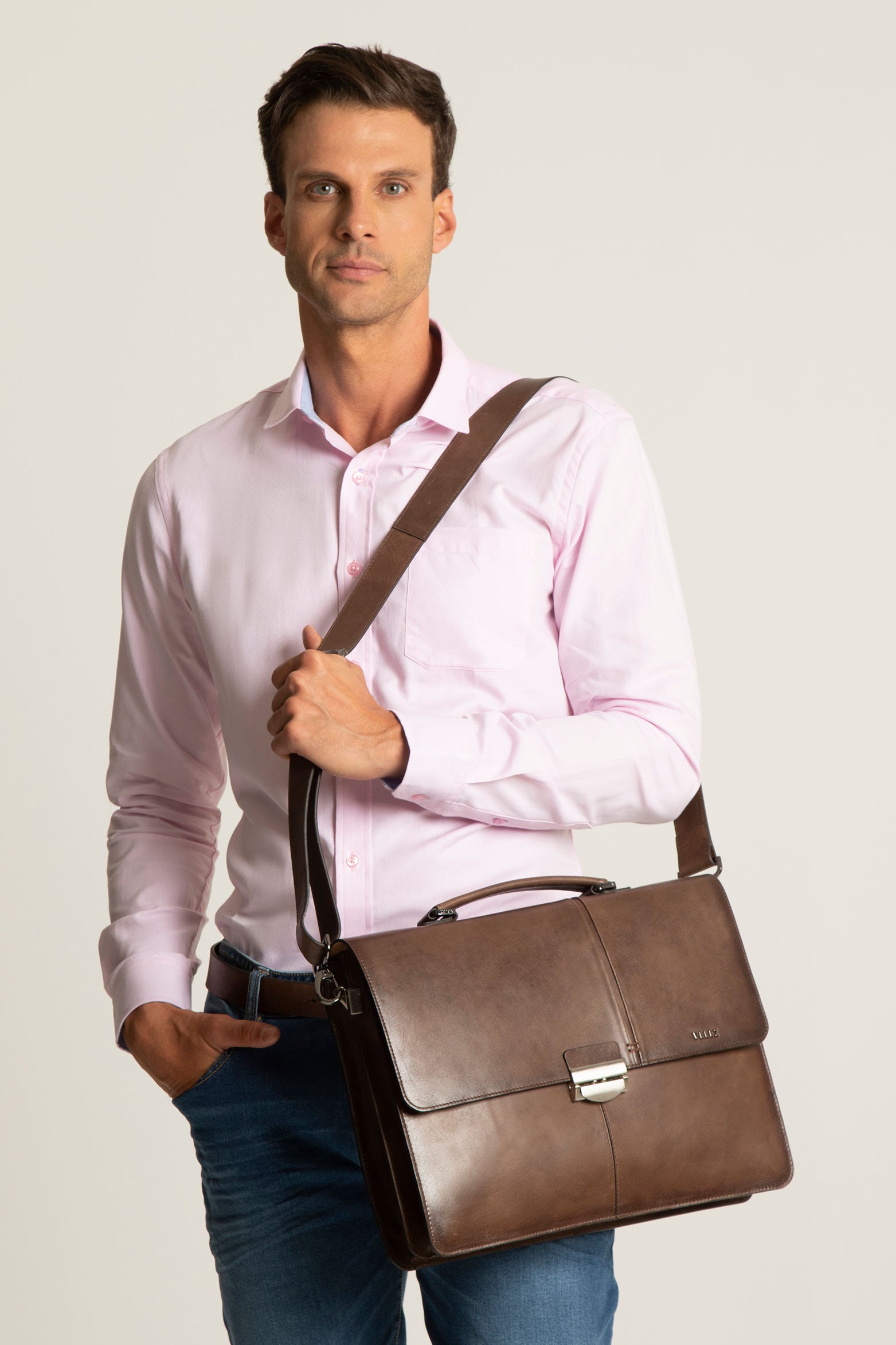 Aperto Leather Laptop Briefcase for Men