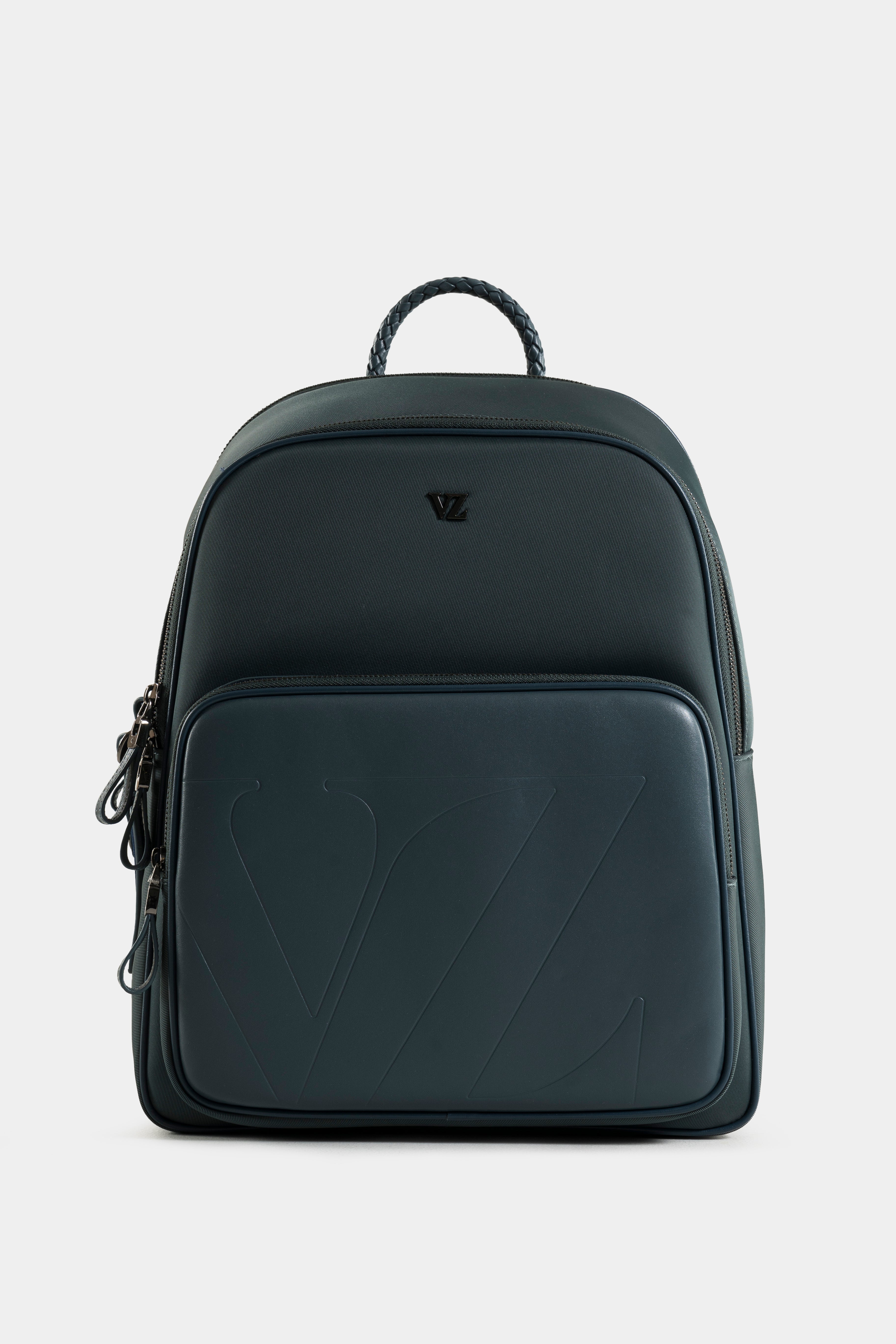 Legacy leather and nylon duffel backpack for women with travel tag