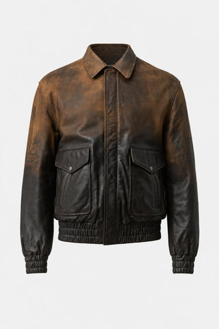 Men's Nare Leather and Suede Bomber Jacket